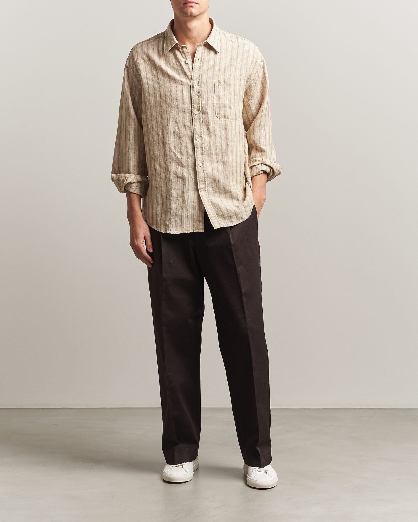 Herre | Skjorter | NN07 | Deon Linen Shirt Black Stripe