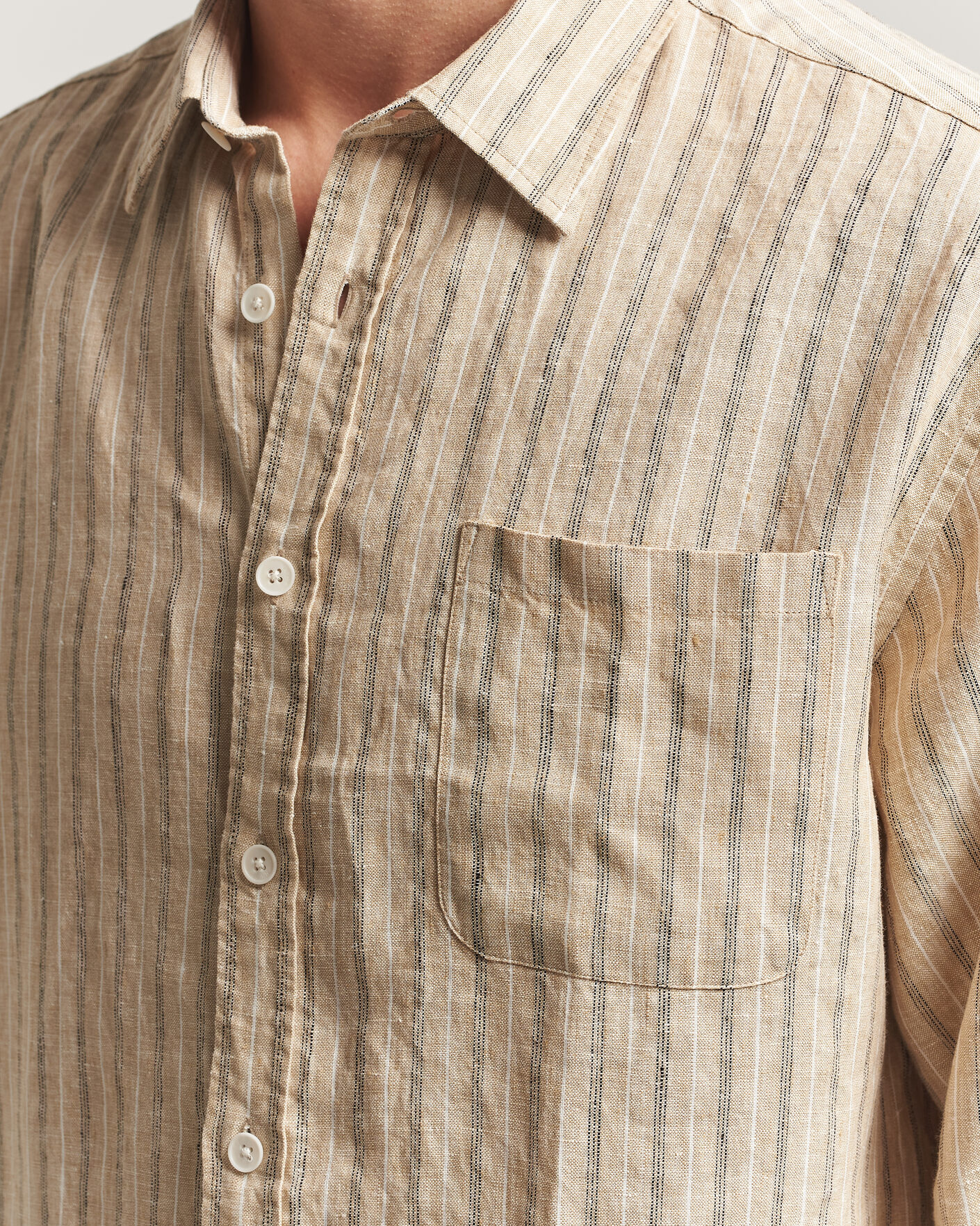 Herre | Skjorter | NN07 | Deon Linen Shirt Black Stripe