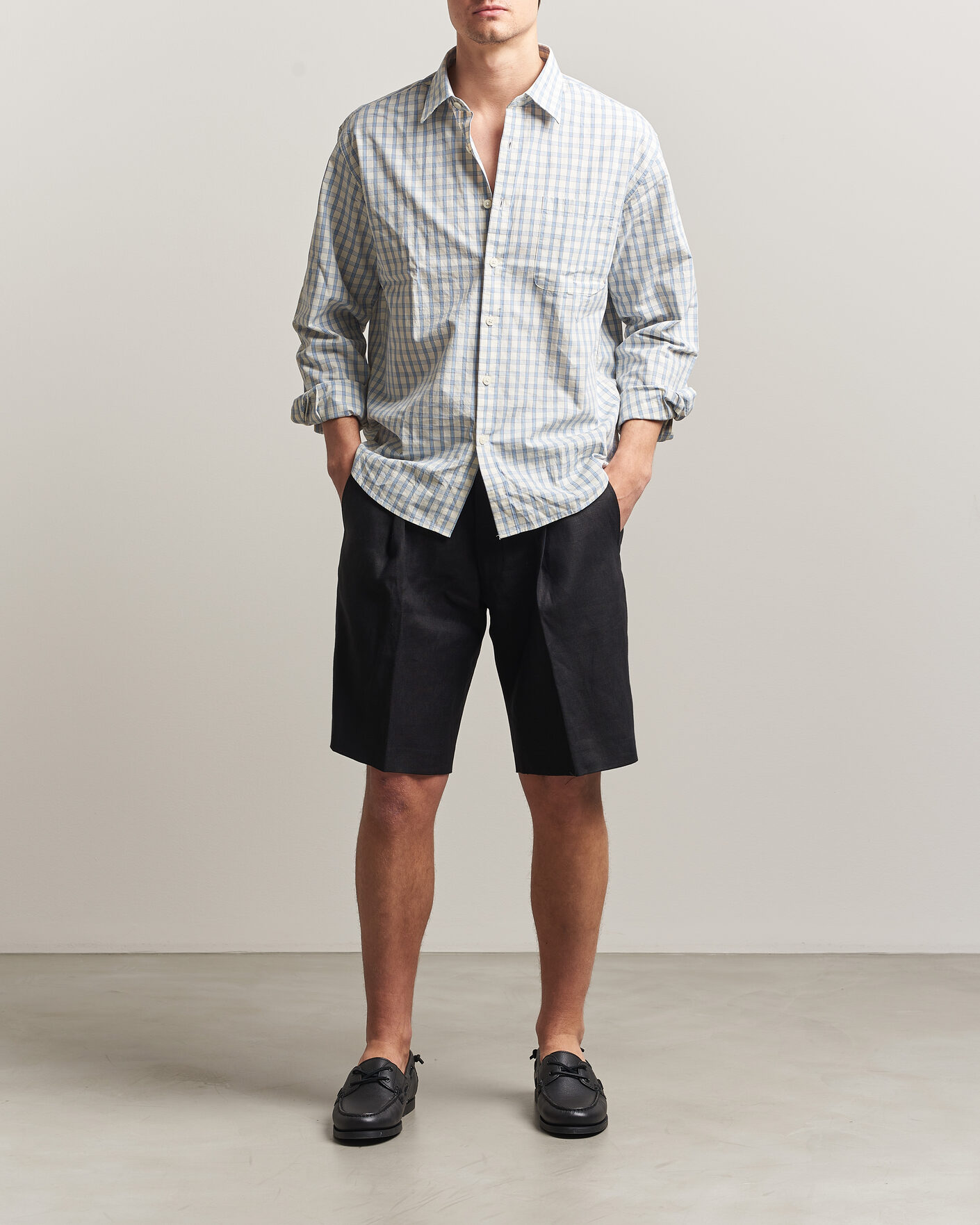 Herre | Shorts | NN07 | Kay Relaxed Fit Linen Drawstring Shorts Black