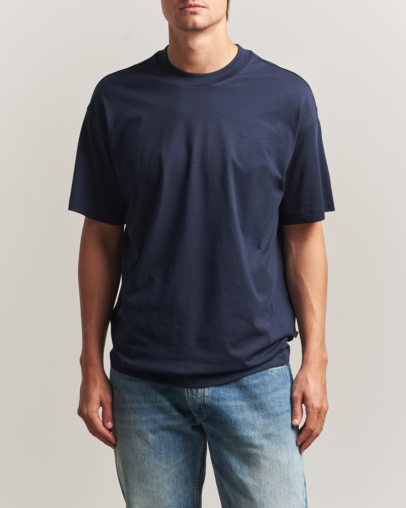 Herre | T-Shirts | NN07 | Lionel Suvin Cotton Crew Neck T-Shirt Navy Blue