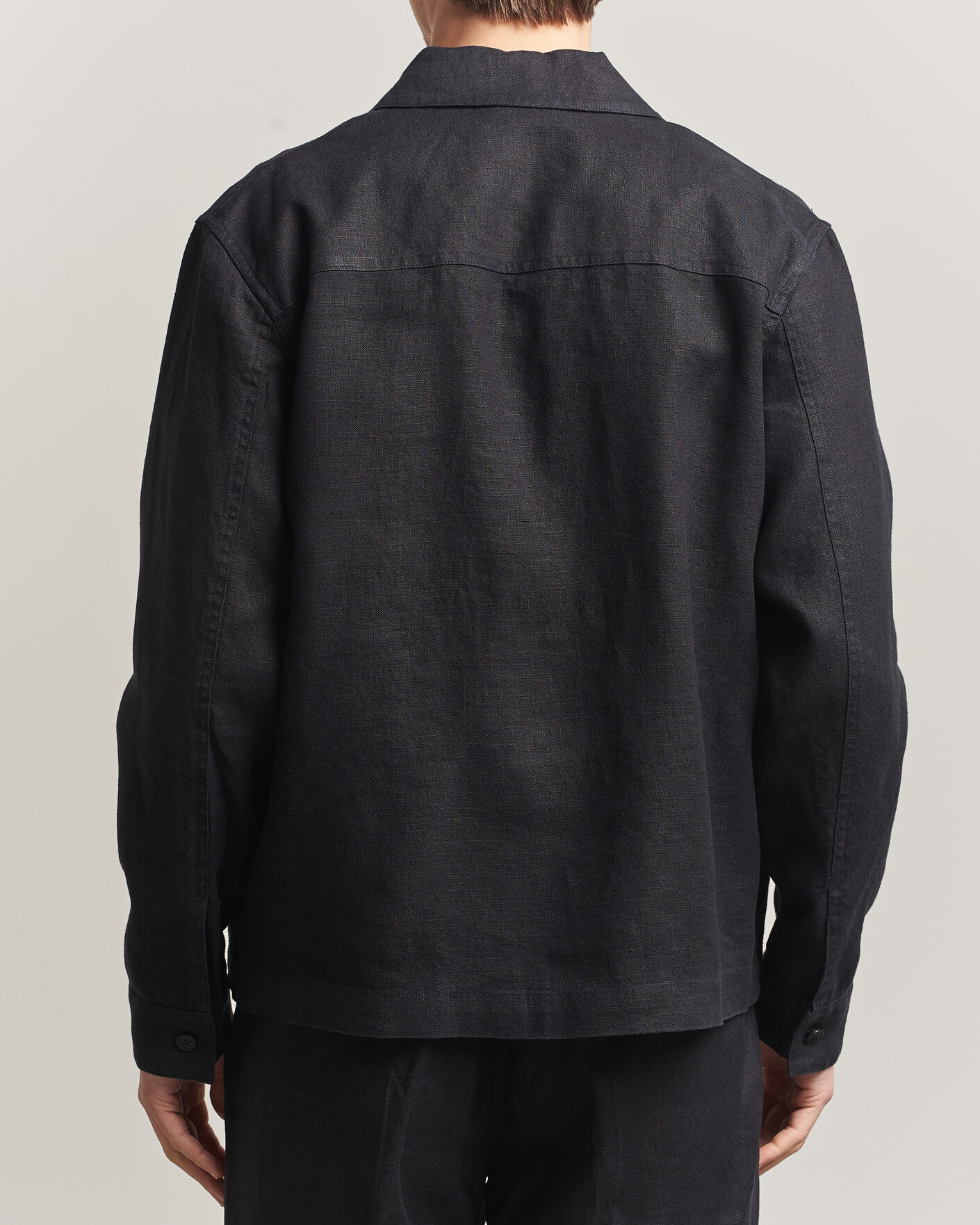 Herre | Skjorter | NN07 | Alban Linen Full Zip Overshirt Black