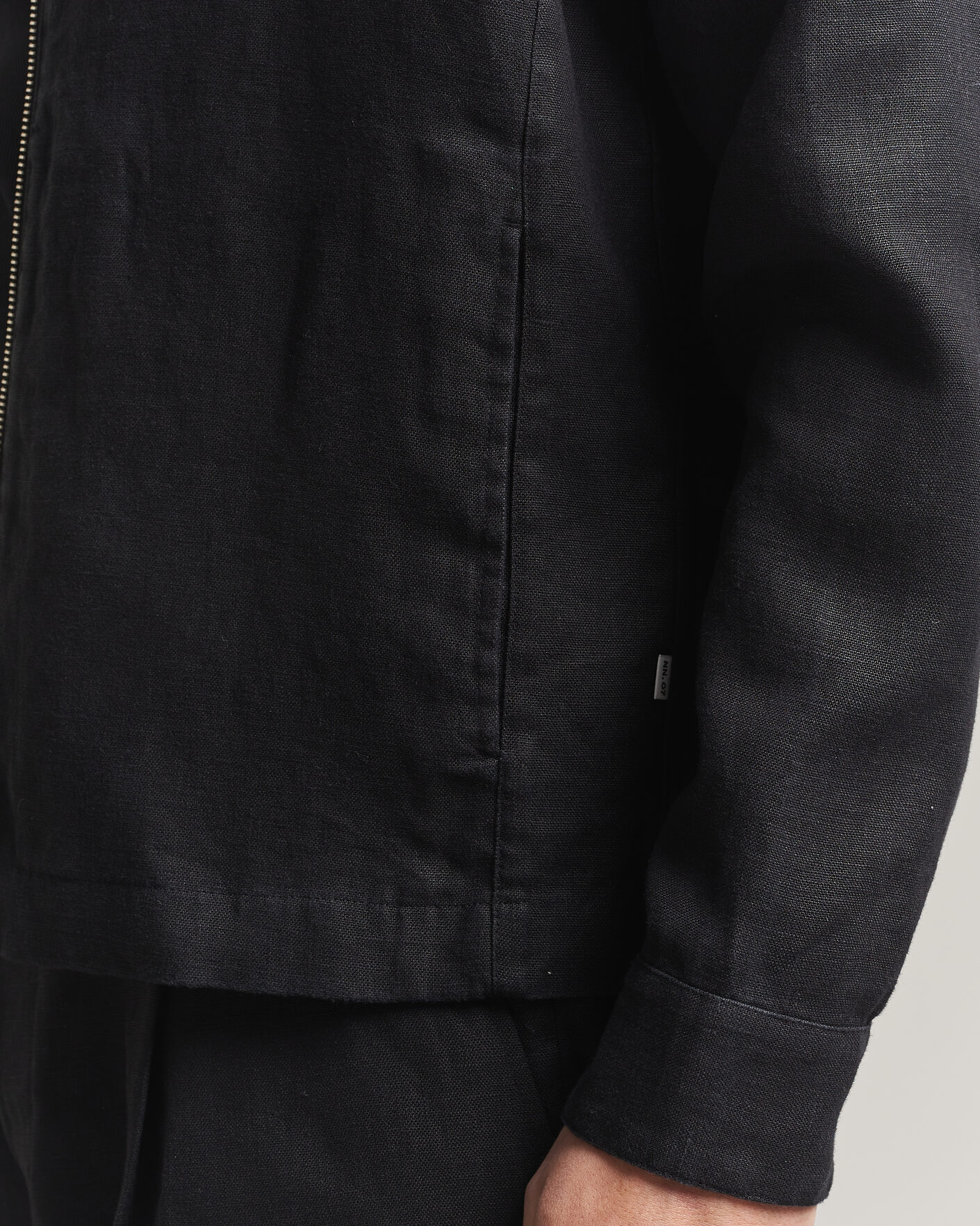 Herre | Skjorter | NN07 | Alban Linen Full Zip Overshirt Black
