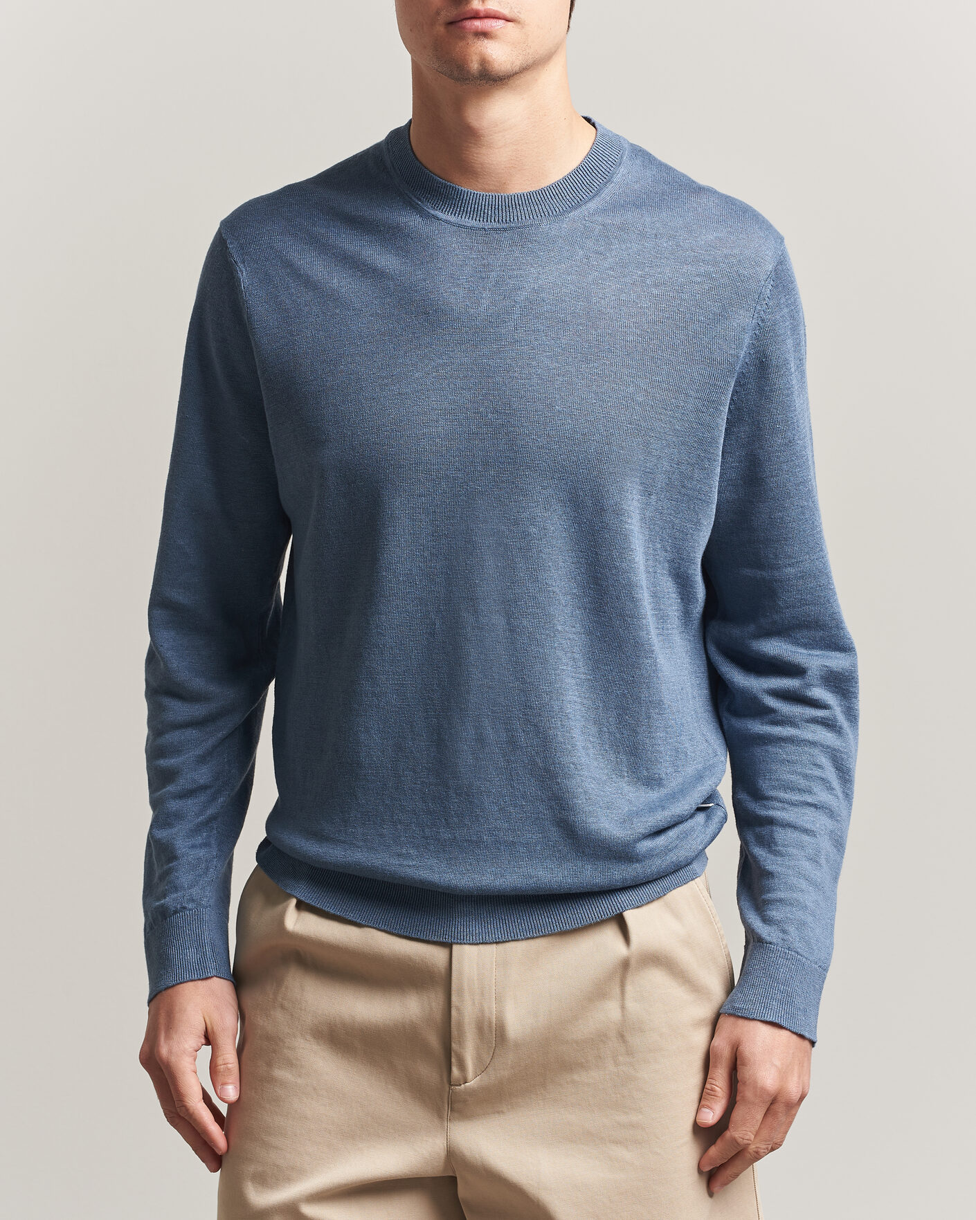 Herre | Trøjer | NN07 | Ted Linen Knitted Sweater Stone Blue