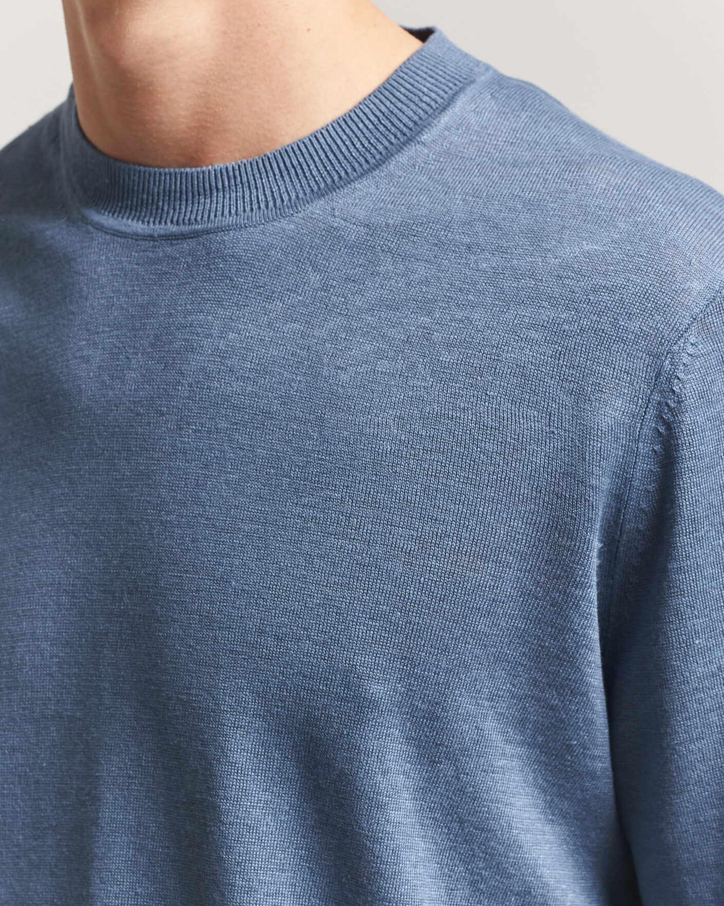 Herre | Trøjer | NN07 | Ted Linen Knitted Sweater Stone Blue