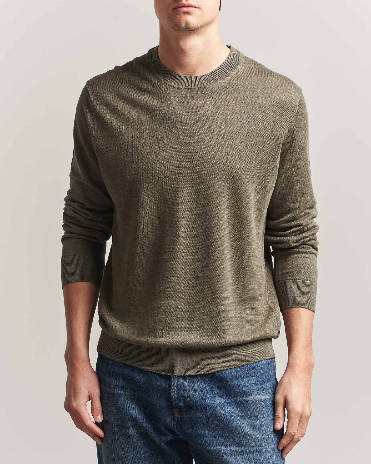 Herre | Trøjer | NN07 | Ted Linen Knitted Sweater Capers Green