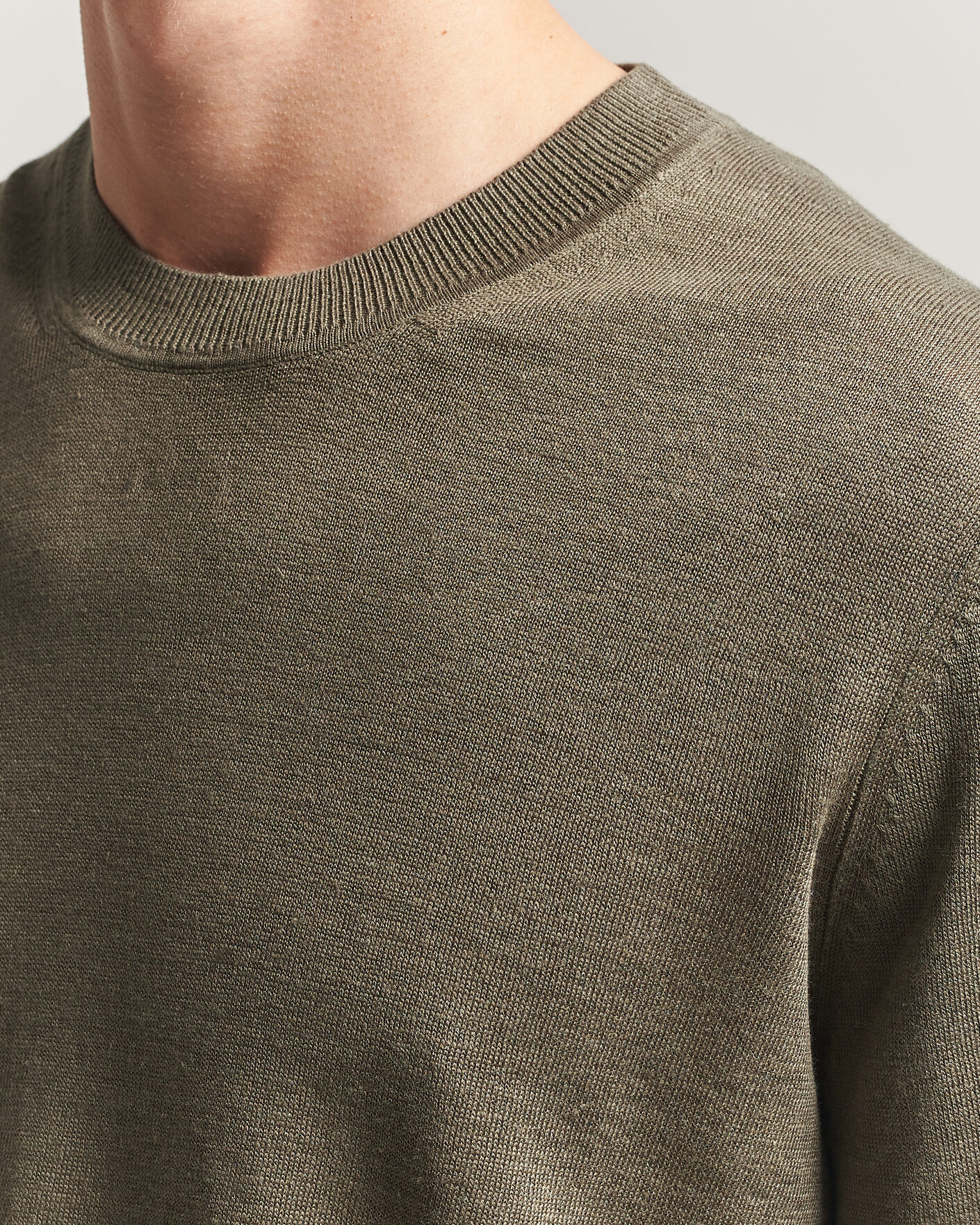 Herre | Trøjer | NN07 | Ted Linen Knitted Sweater Capers Green
