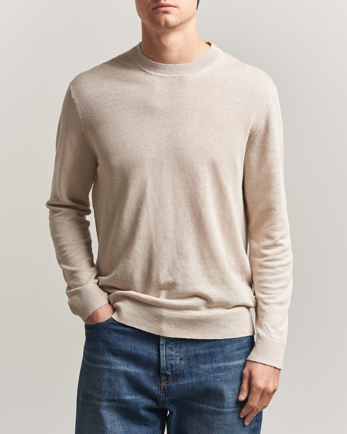 Herre | Trøjer | NN07 | Ted Linen Knitted Sweater Oat
