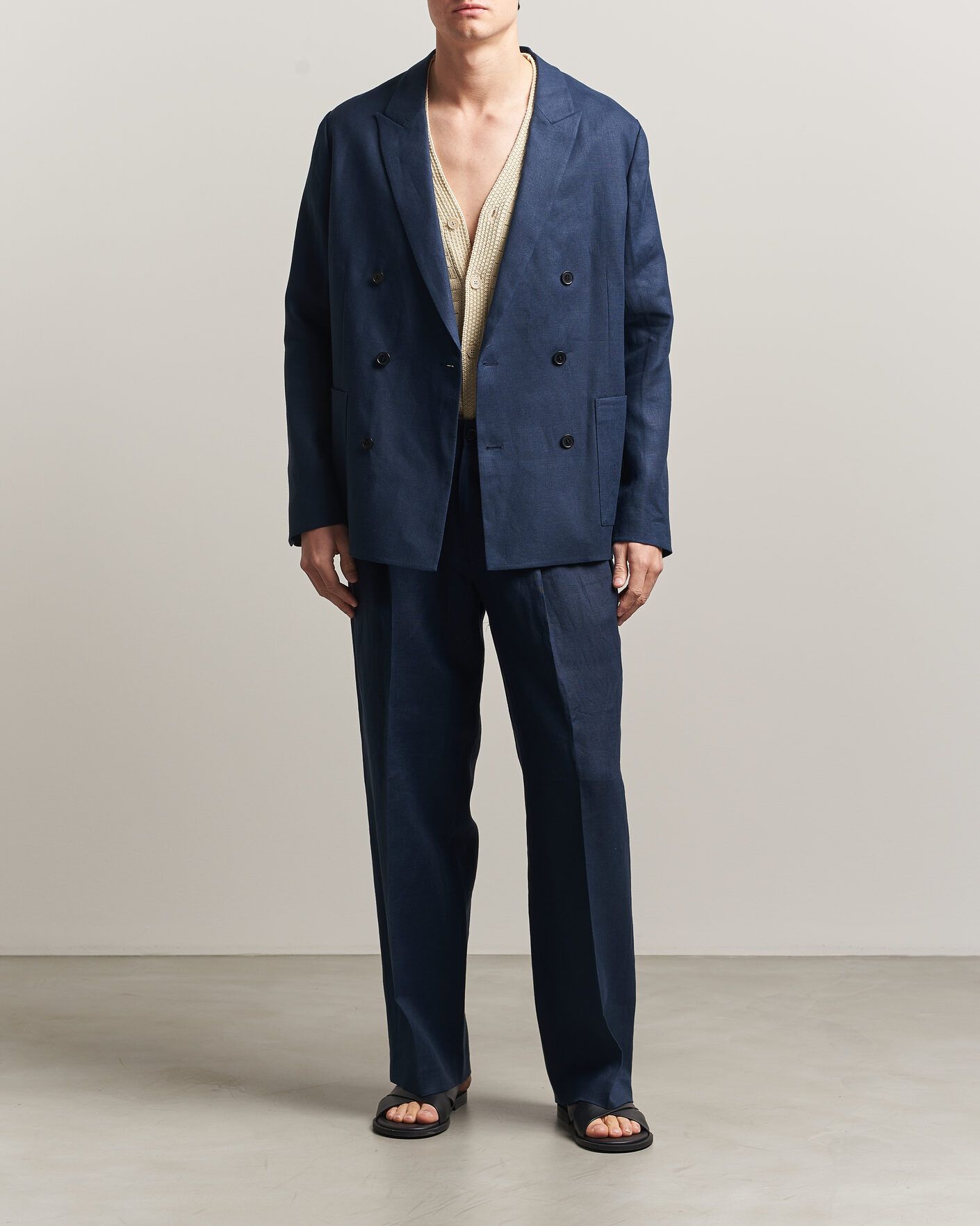 Herre | Blazere & jakker | NN07 | Jordin Linen Double Breasted Blazer Navy Blue