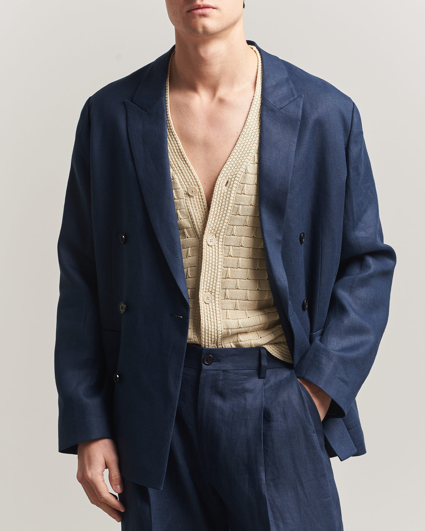 Herre | Blazere & jakker | NN07 | Jordin Linen Double Breasted Blazer Navy Blue