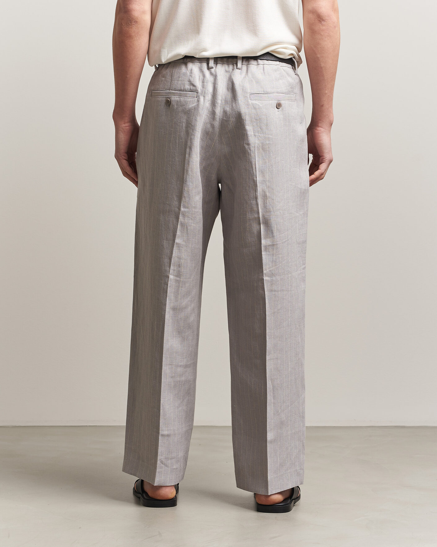 Herre | Bukser | NN07 | Kay Pinstriped Pleated Linen Trousers Grey