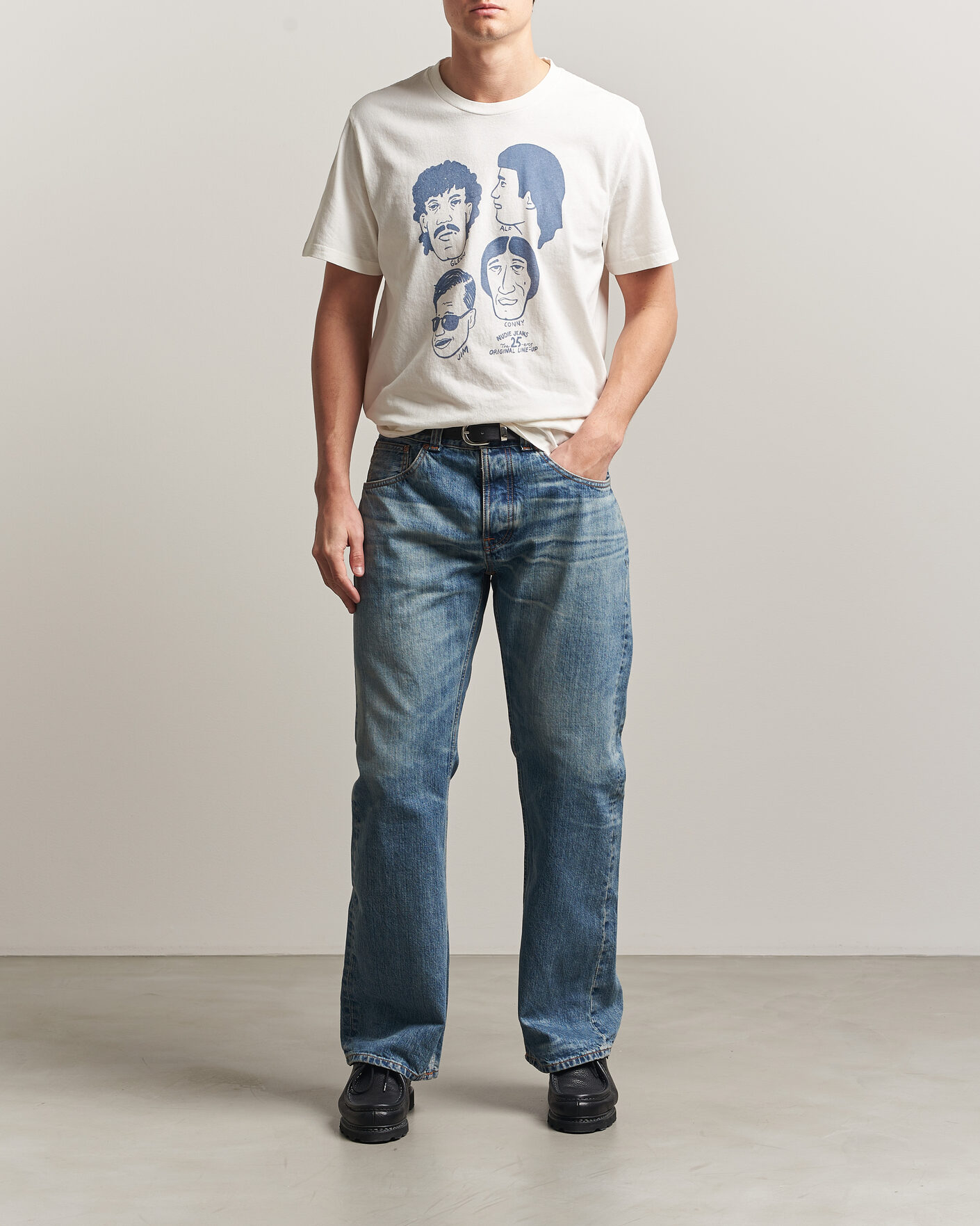 Herre | T-Shirts | Nudie Jeans | Roy Fab Four T-Shirt Chalk White