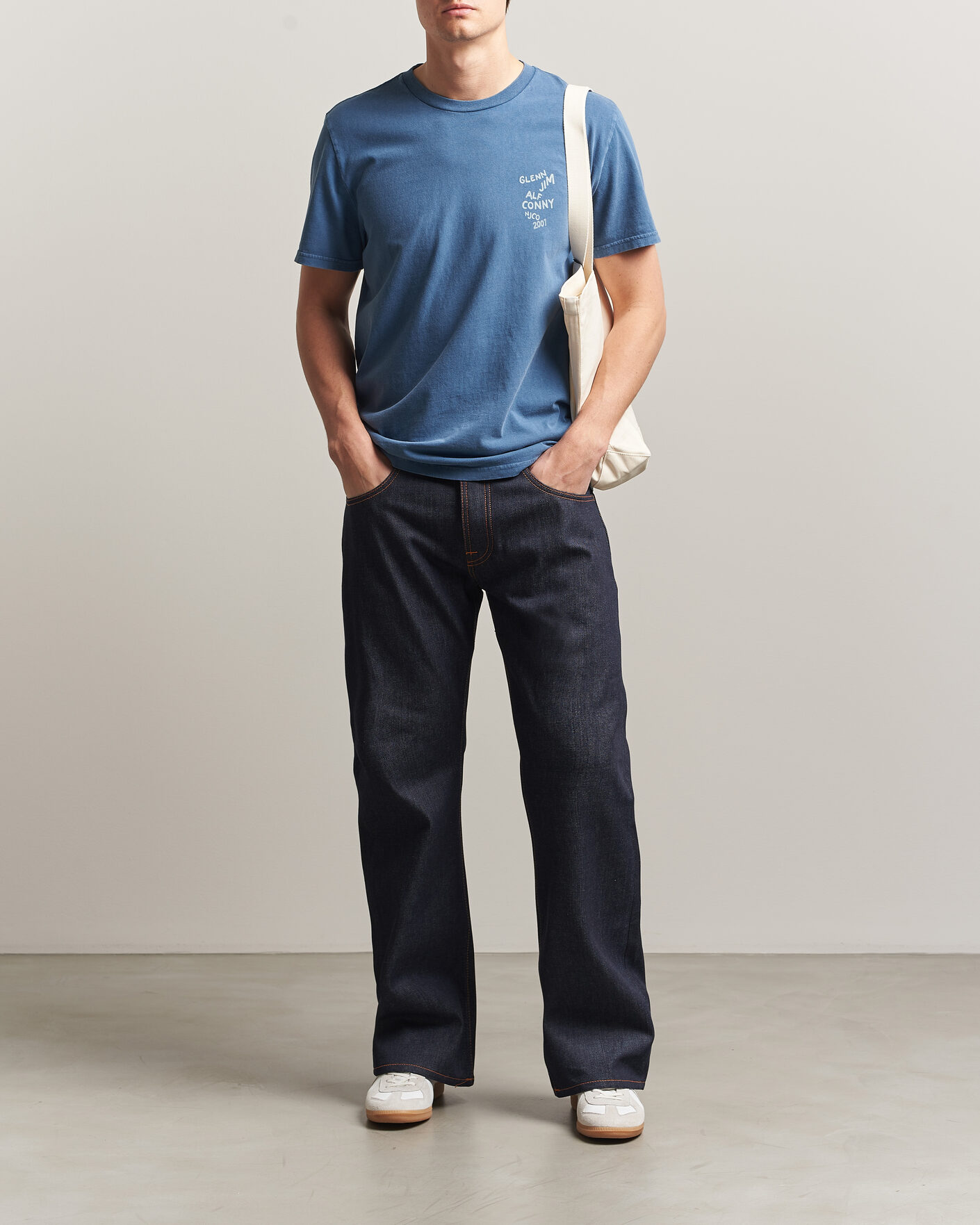 Herre | T-Shirts | Nudie Jeans | Roy OG Line-Up T-Shirt French Blue