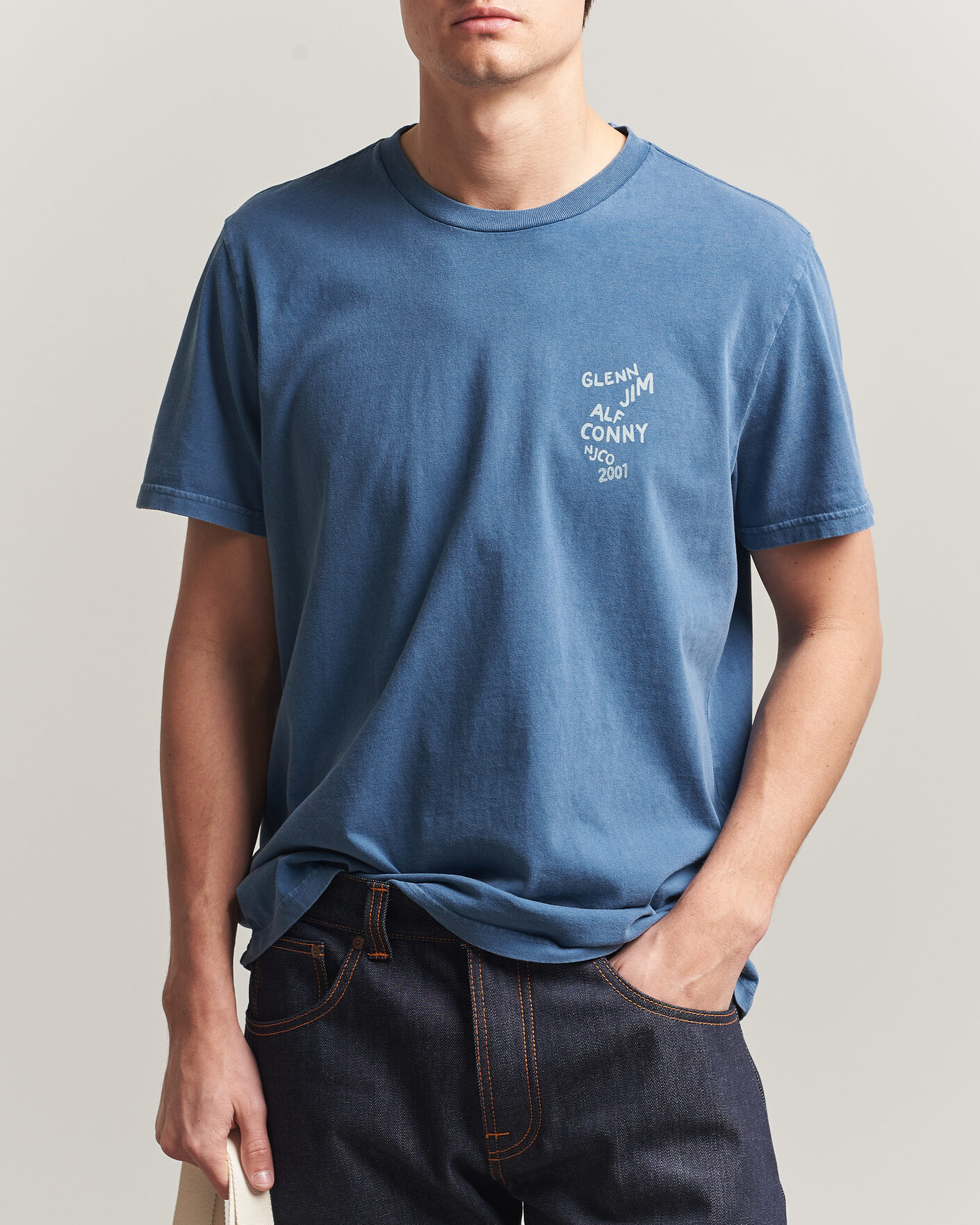 Herre | T-Shirts | Nudie Jeans | Roy OG Line-Up T-Shirt French Blue