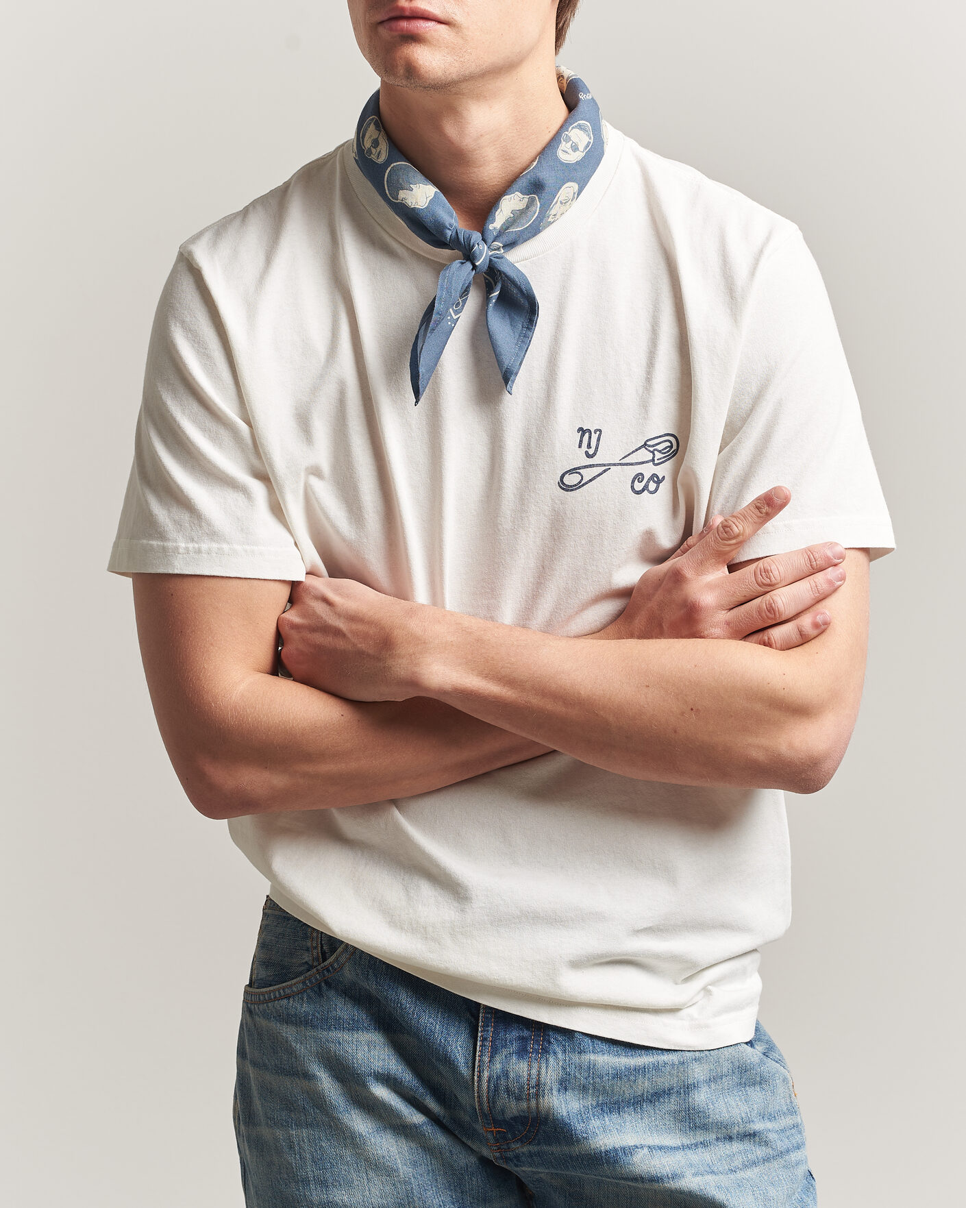 Herre | T-Shirts | Nudie Jeans | Roy NJCO Pin T-Shirt Chalk White