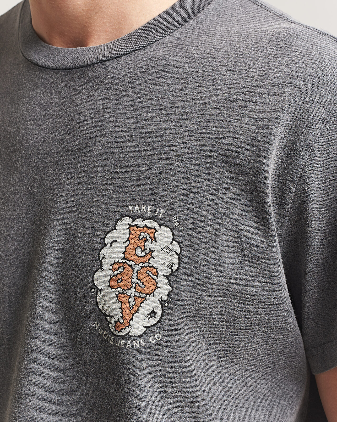 Herre | T-Shirts | Nudie Jeans | Roy Easy Cloud T-Shirt Antracite