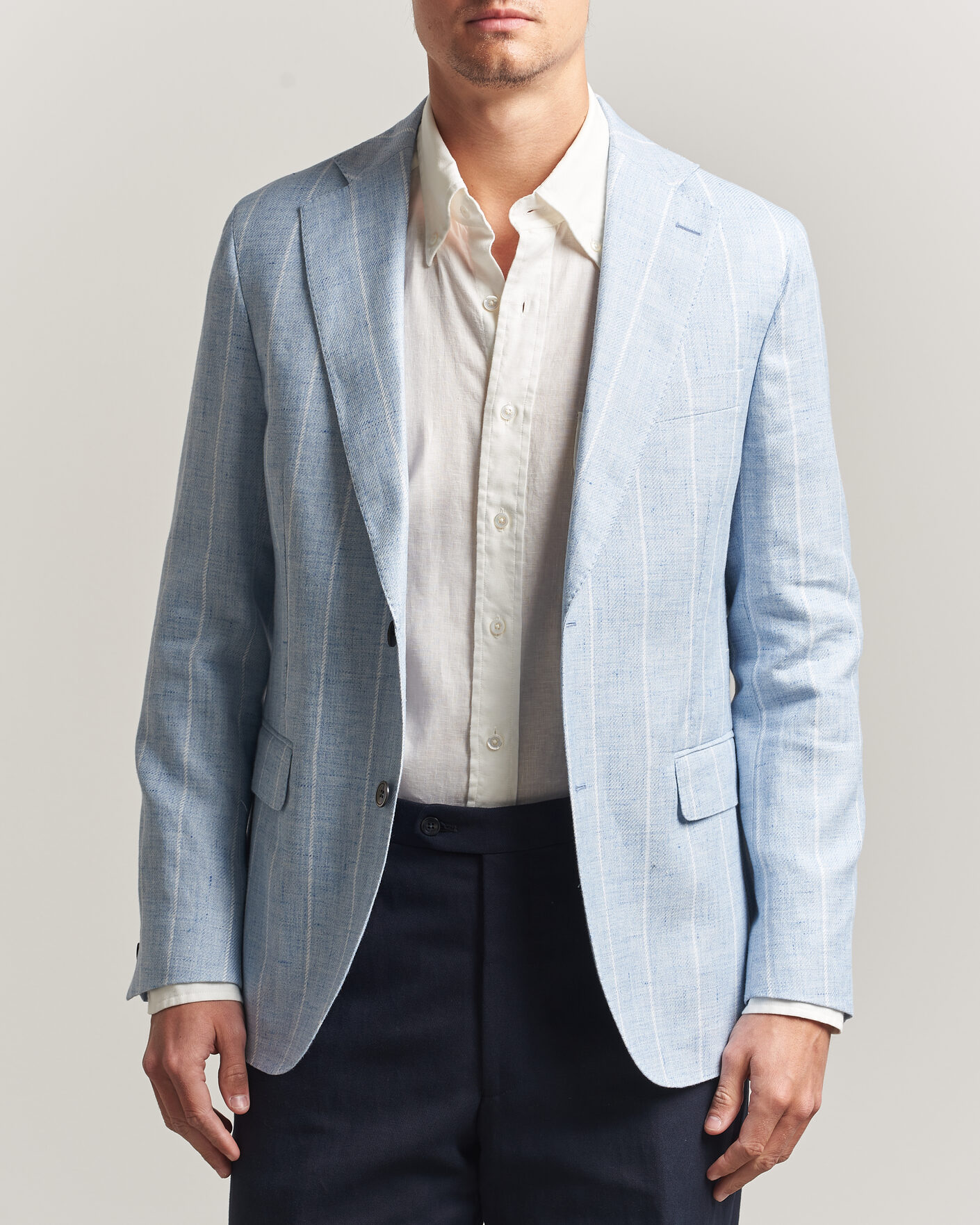 Herre | Blazere & jakker | Oscar Jacobson | Ferry Soft Linen/Cotton Blazer Light Blue