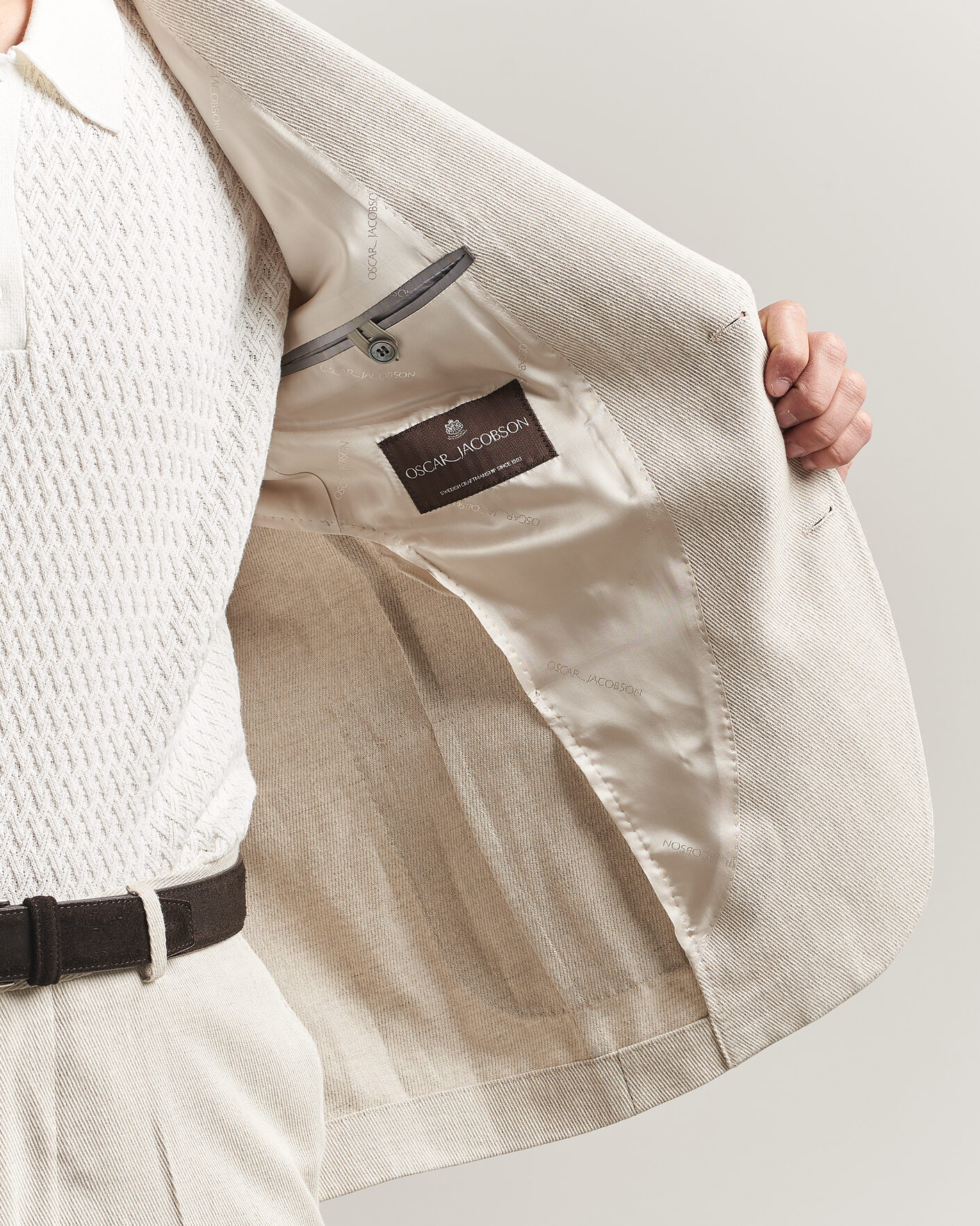 Herre | Blazere & jakker | Oscar Jacobson | Ferry Patch Cotton/Linen Blazer Off White