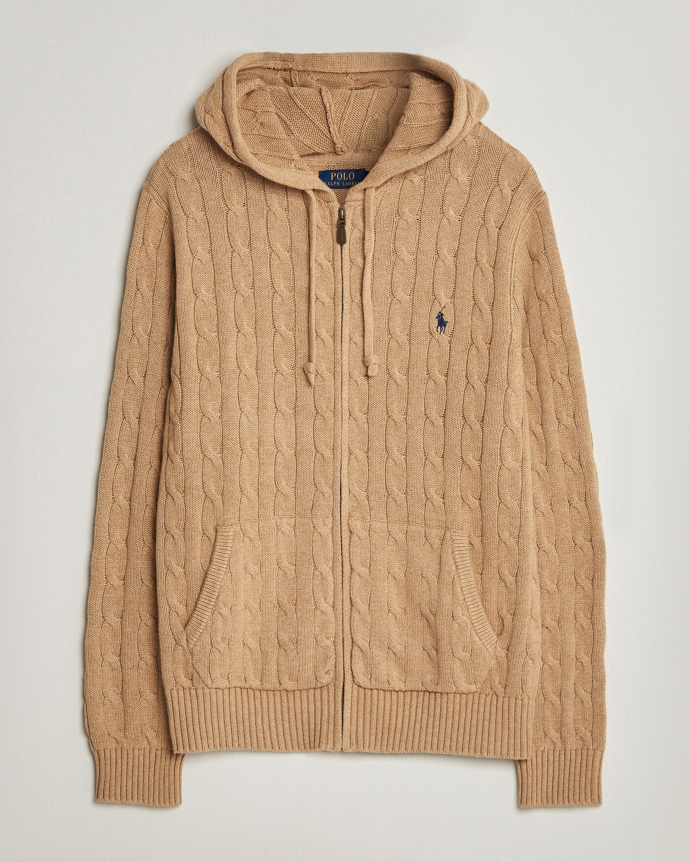 Herre | Trøjer | Polo Ralph Lauren | Knitted Full Zip Sweater Camel Melange