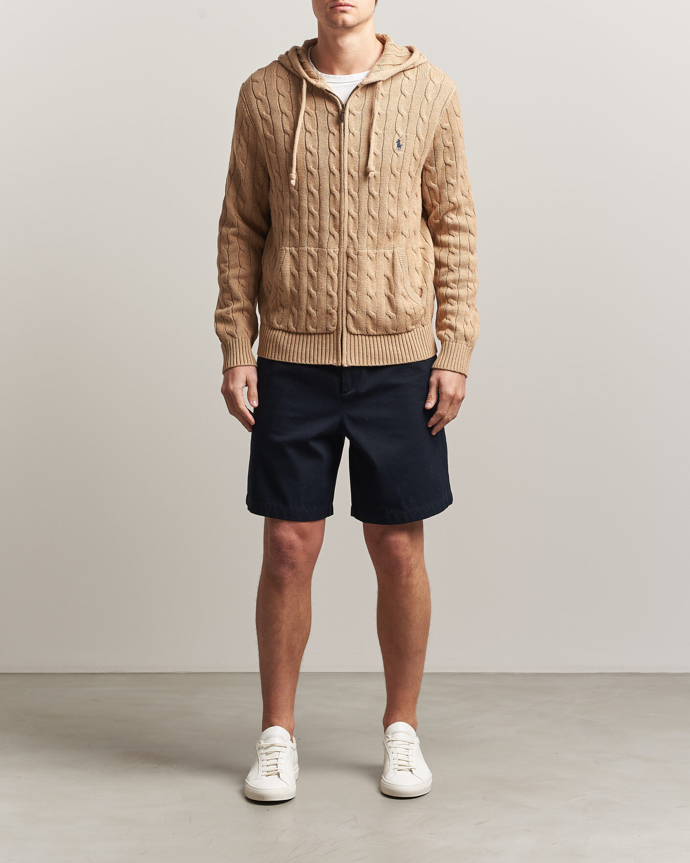 Herre | Trøjer | Polo Ralph Lauren | Knitted Full Zip Sweater Camel Melange