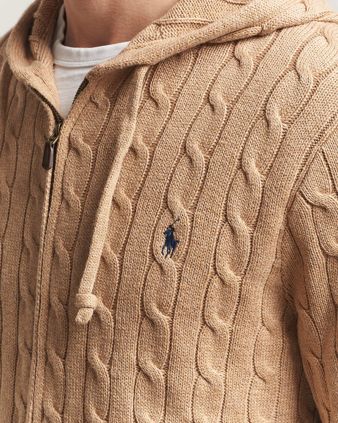 Herre | Trøjer | Polo Ralph Lauren | Knitted Full Zip Sweater Camel Melange