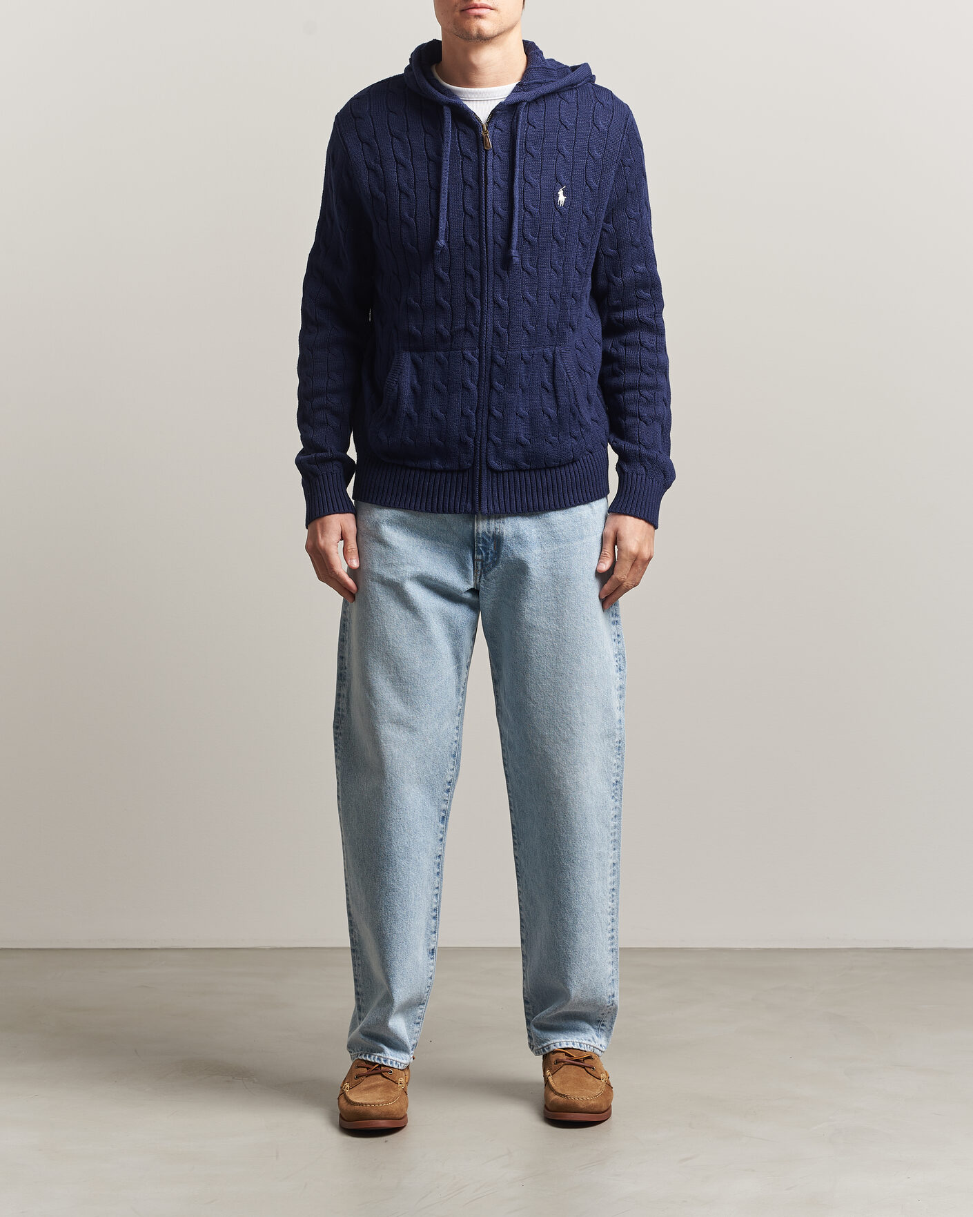 Herre | Trøjer | Polo Ralph Lauren | Knitted Full Zip Sweater Bright Navy