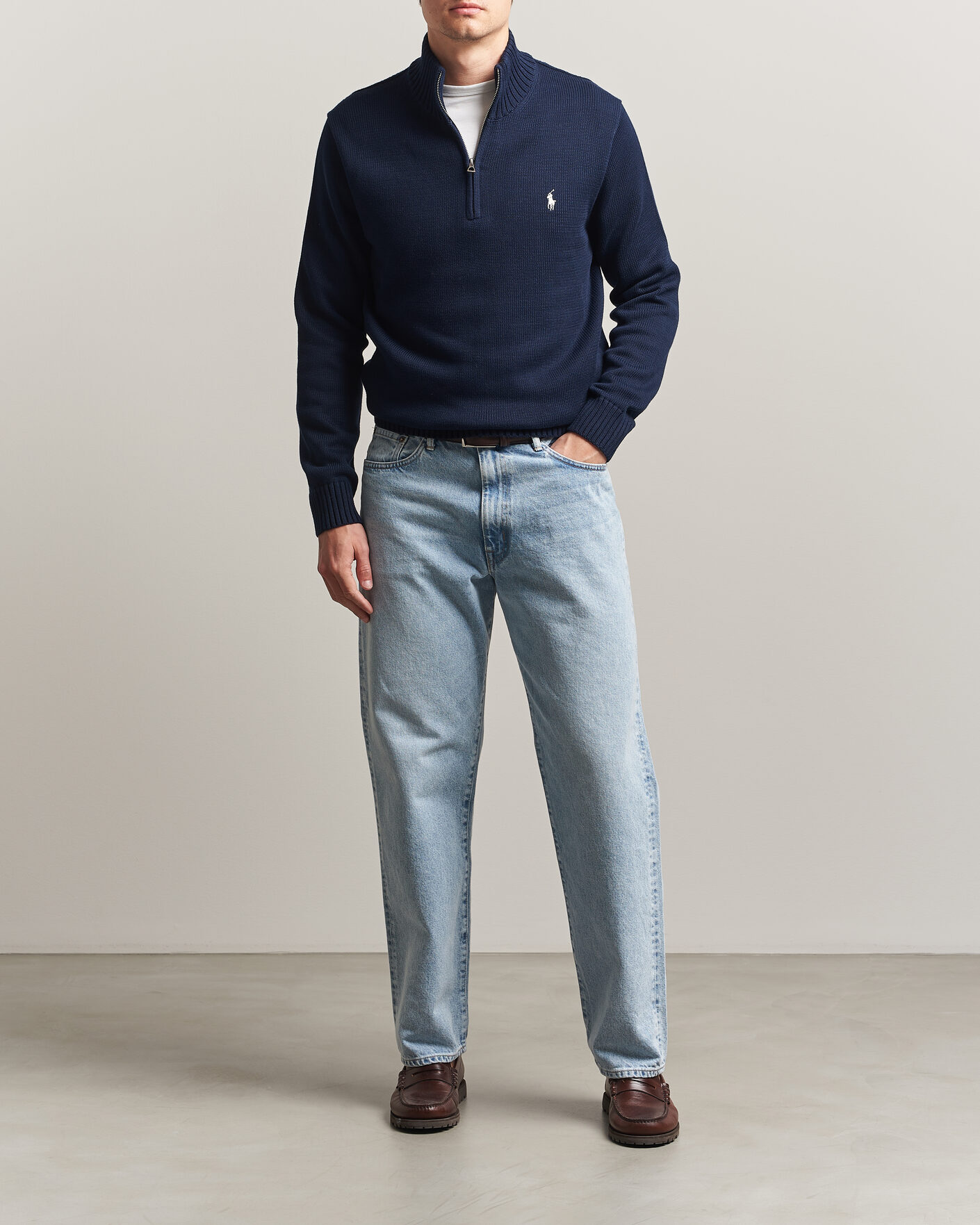 Herre | Trøjer | Polo Ralph Lauren | Cotton Crew Neck Half-Zip Hunter Navy