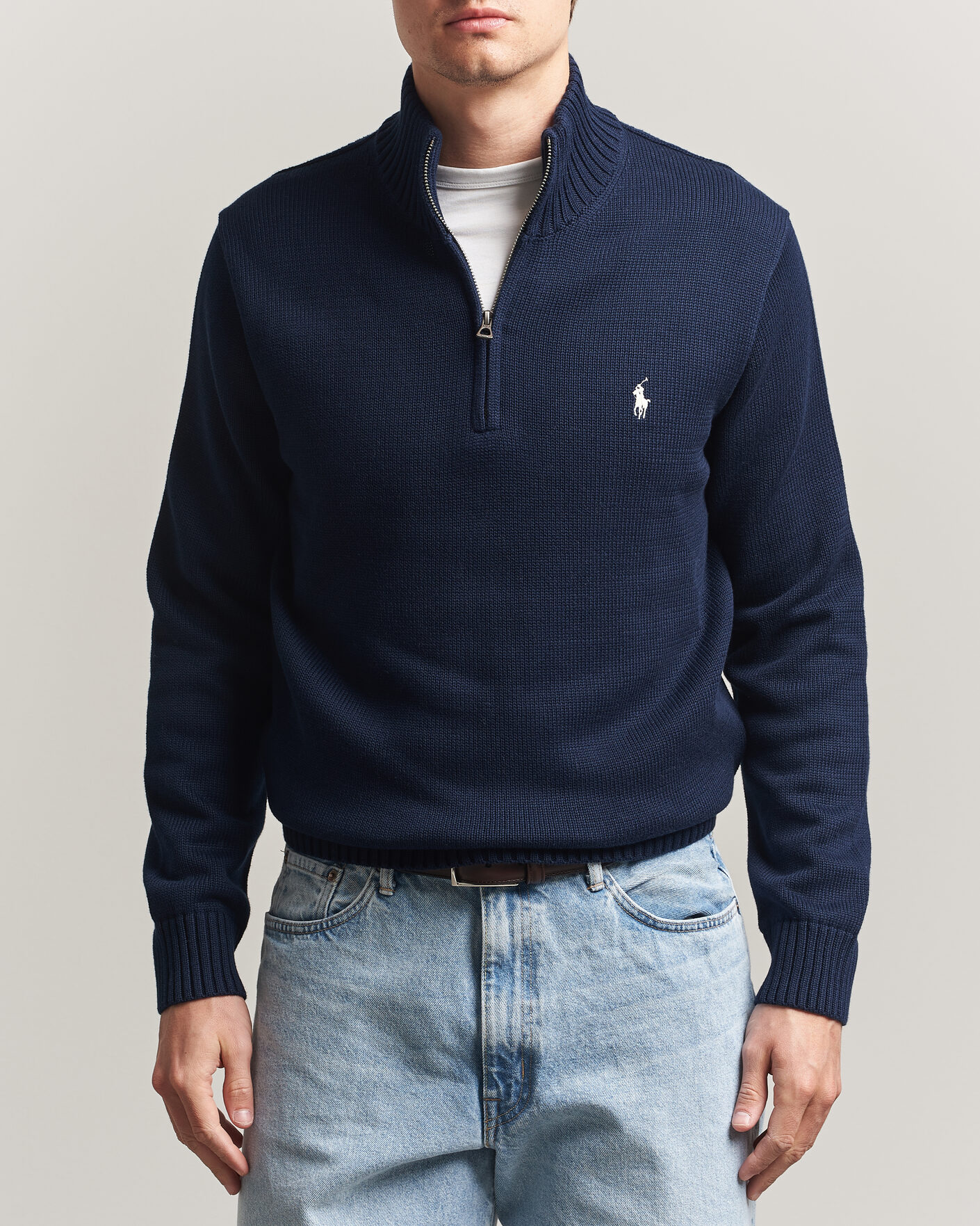 Herre | Trøjer | Polo Ralph Lauren | Cotton Crew Neck Half-Zip Hunter Navy