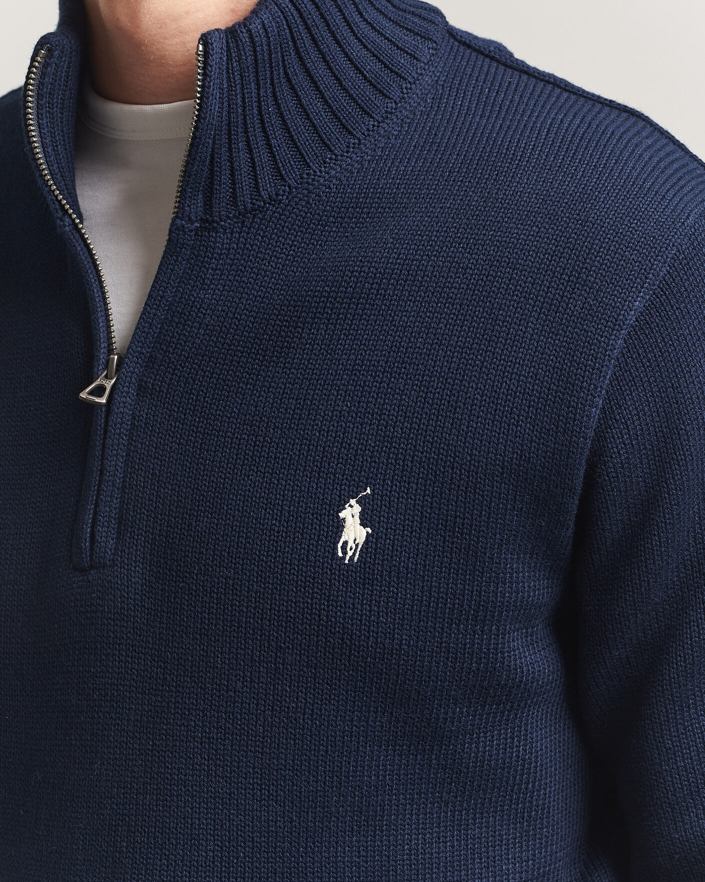 Herre | Trøjer | Polo Ralph Lauren | Cotton Crew Neck Half-Zip Hunter Navy