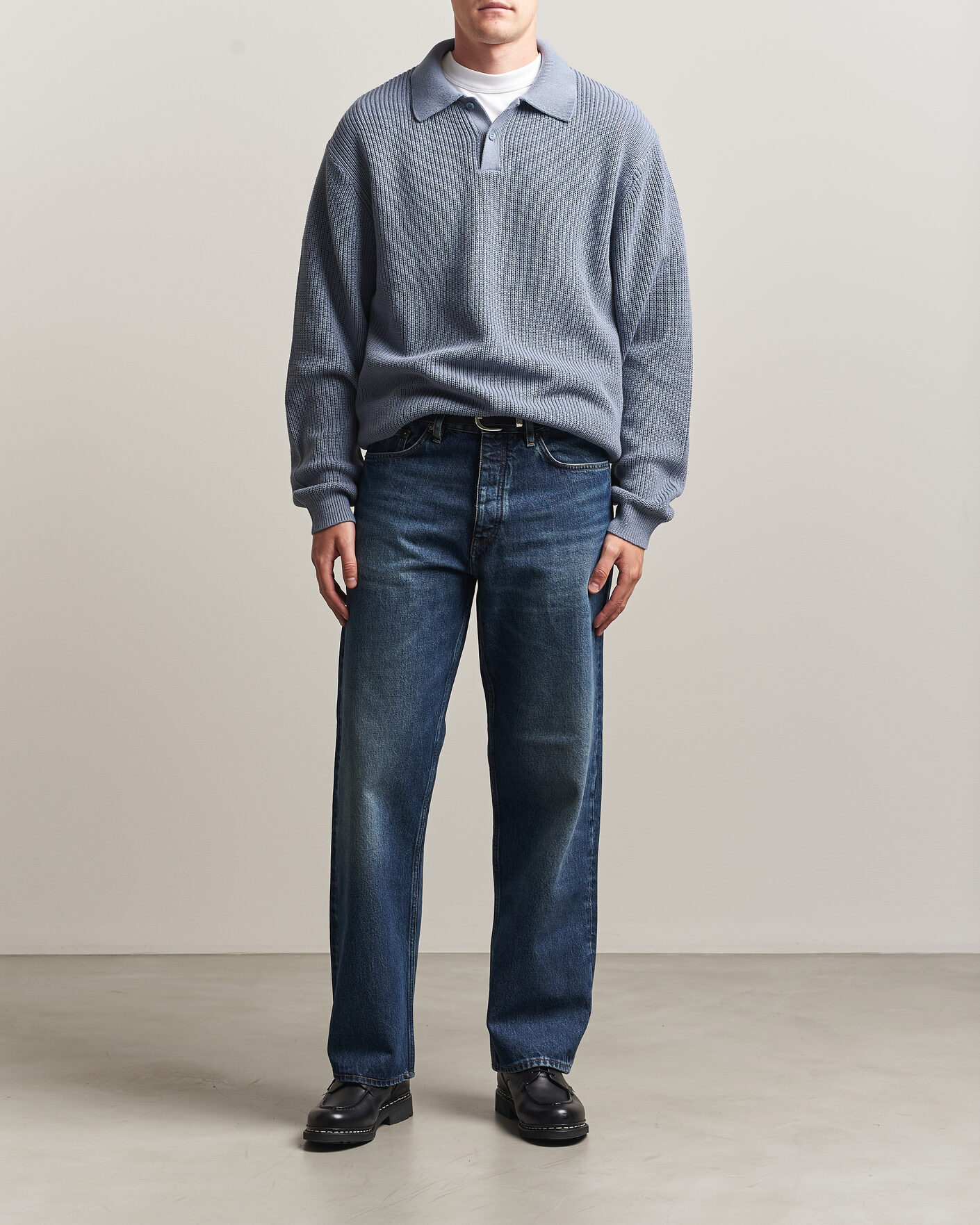 Herre | Trøjer | Carhartt WIP | Miles Knitted Cotton Polo Shad Blue