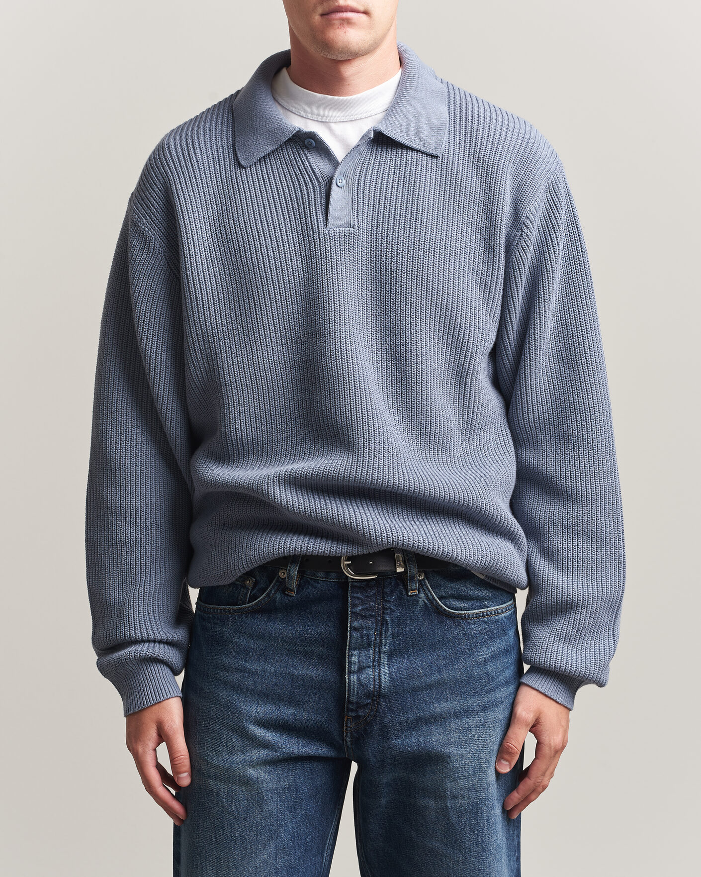 Herre | Trøjer | Carhartt WIP | Miles Knitted Cotton Polo Shad Blue