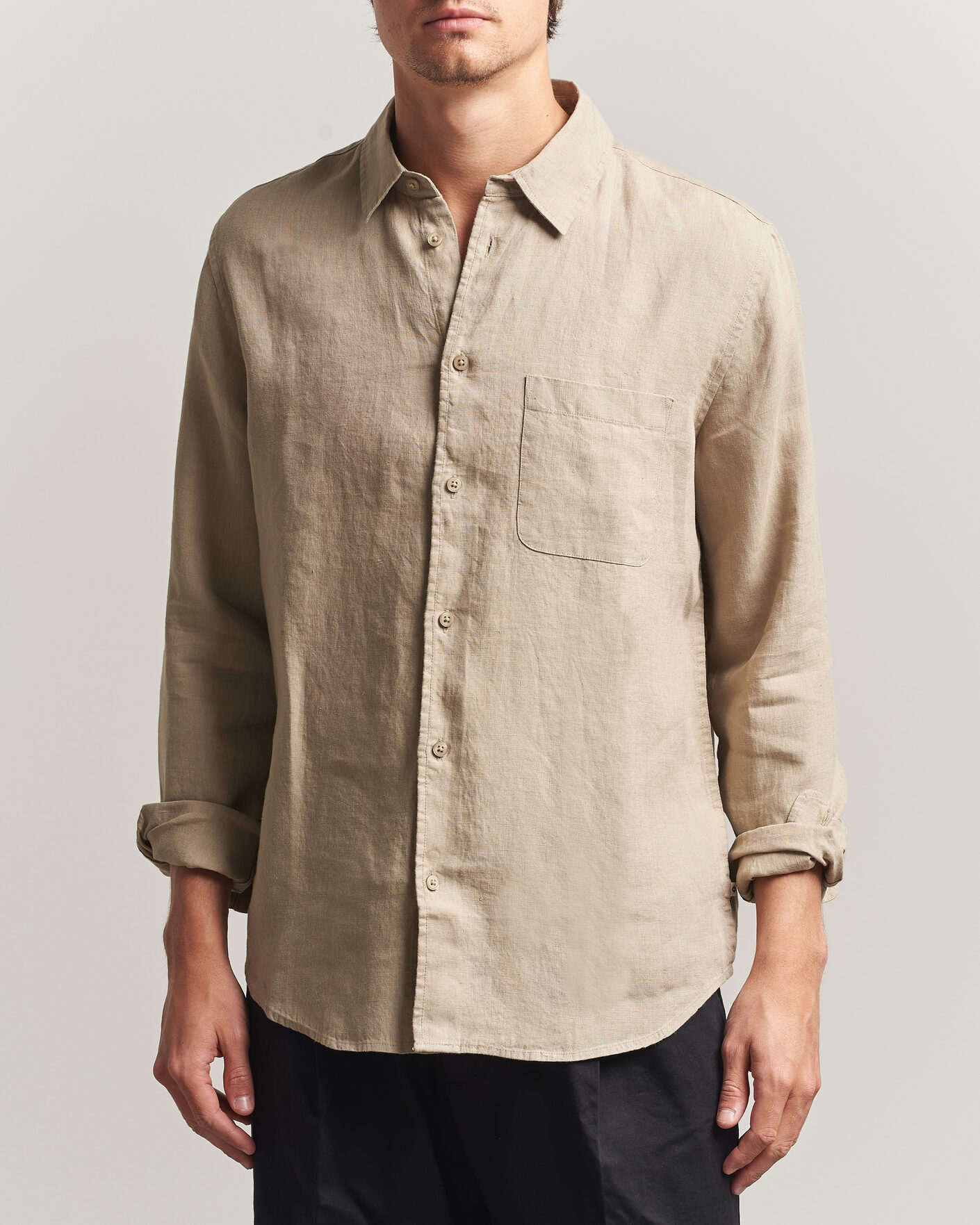 Herre | Skjorter | Samsøe Samsøe | Liam Linen Shirt Aluminum