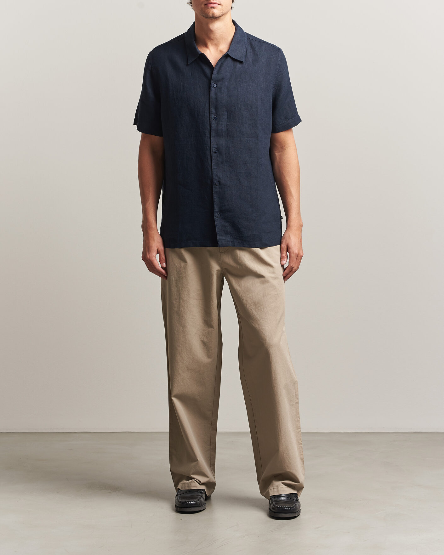 Herre | Skjorter | Samsøe Samsøe | Avan Linen Short Sleeve Shirt Salute Navy