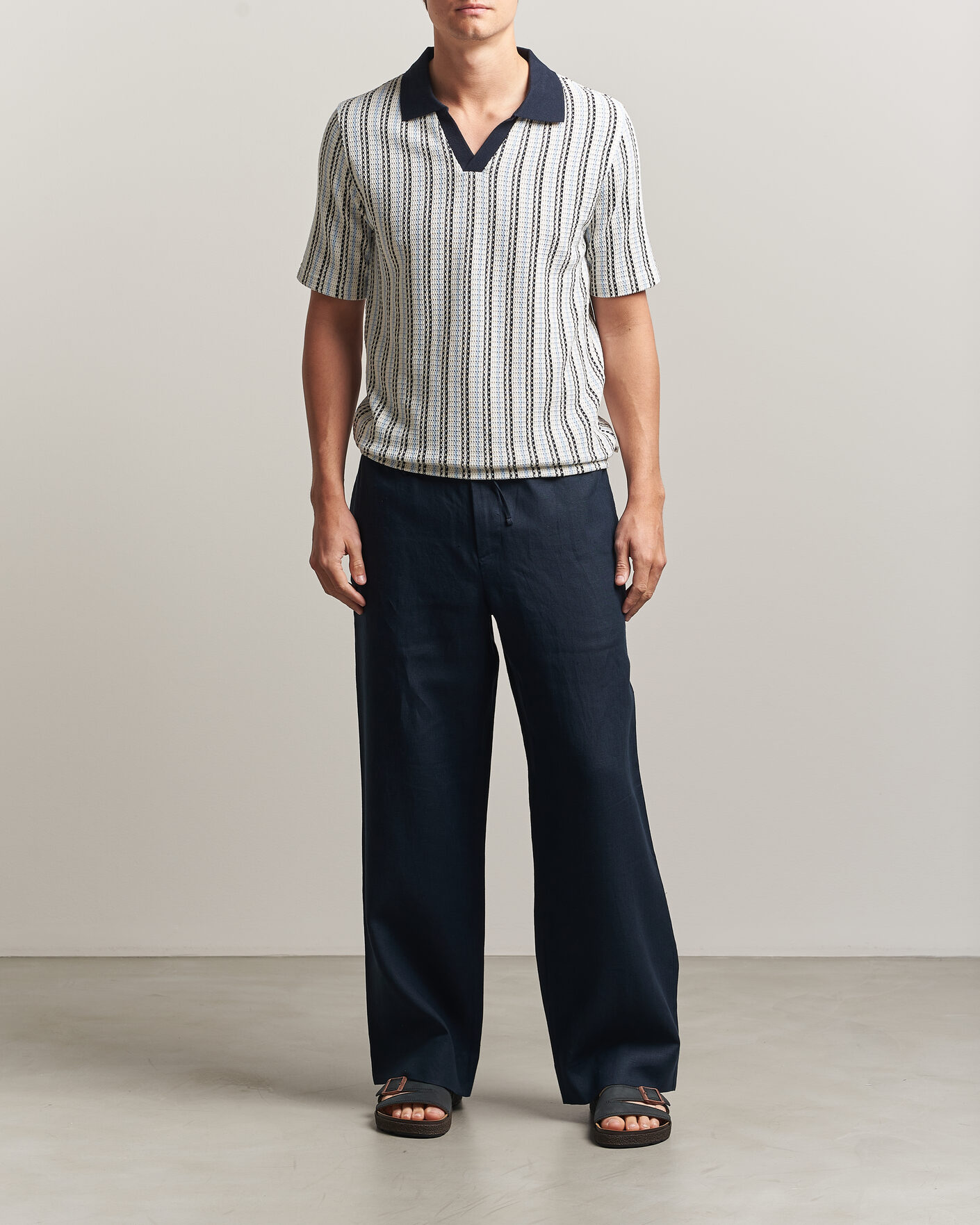 Herre | Polotrøjer | Samsøe Samsøe | Mac Striped Knitted Polo Blue/White