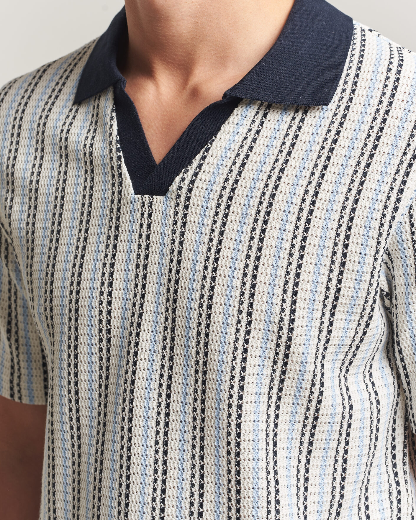Herre | Polotrøjer | Samsøe Samsøe | Mac Striped Knitted Polo Blue/White