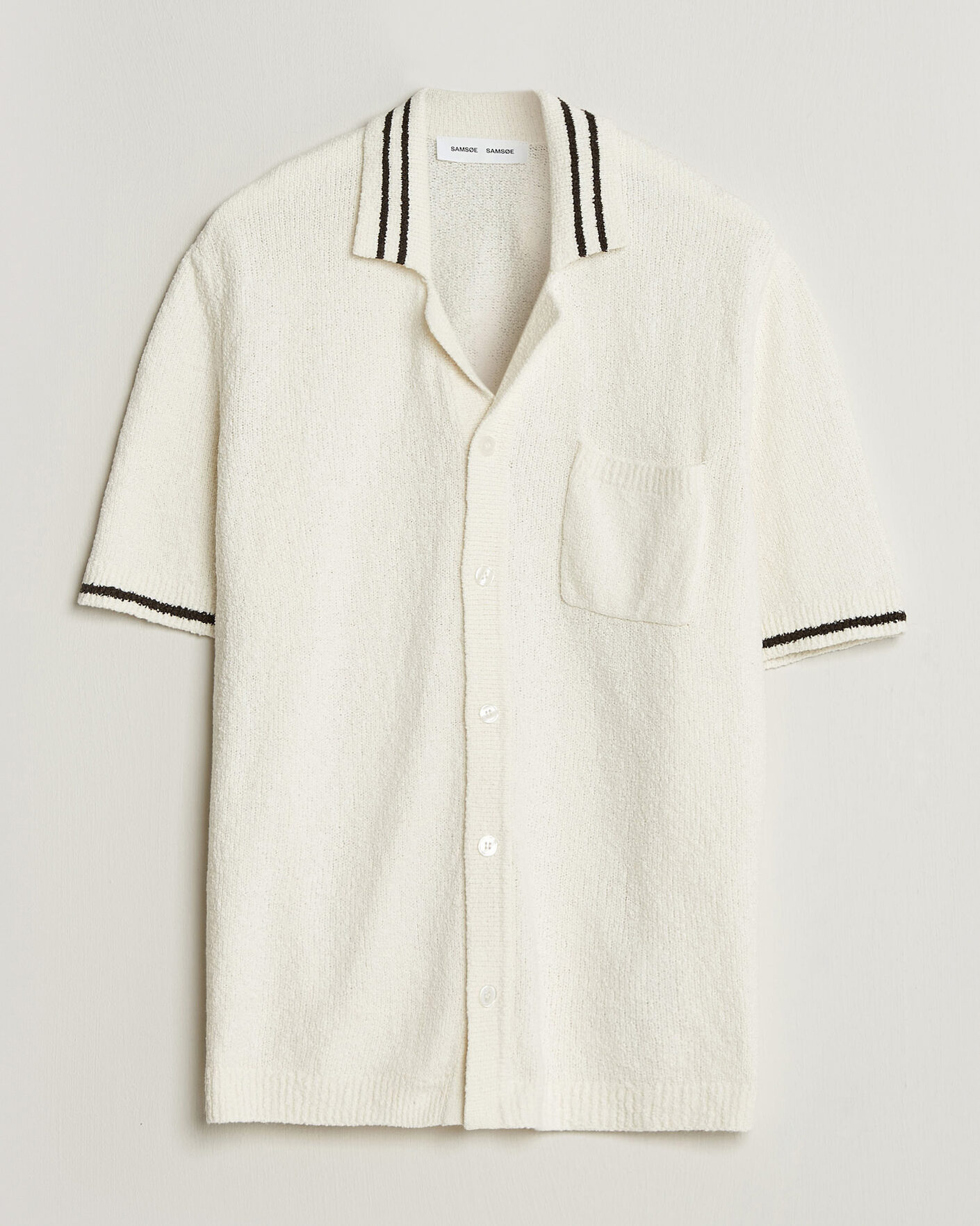Herre | Skjorter | Samsøe Samsøe | Pedro Knitted Short Sleeve Shirt Clear Cream