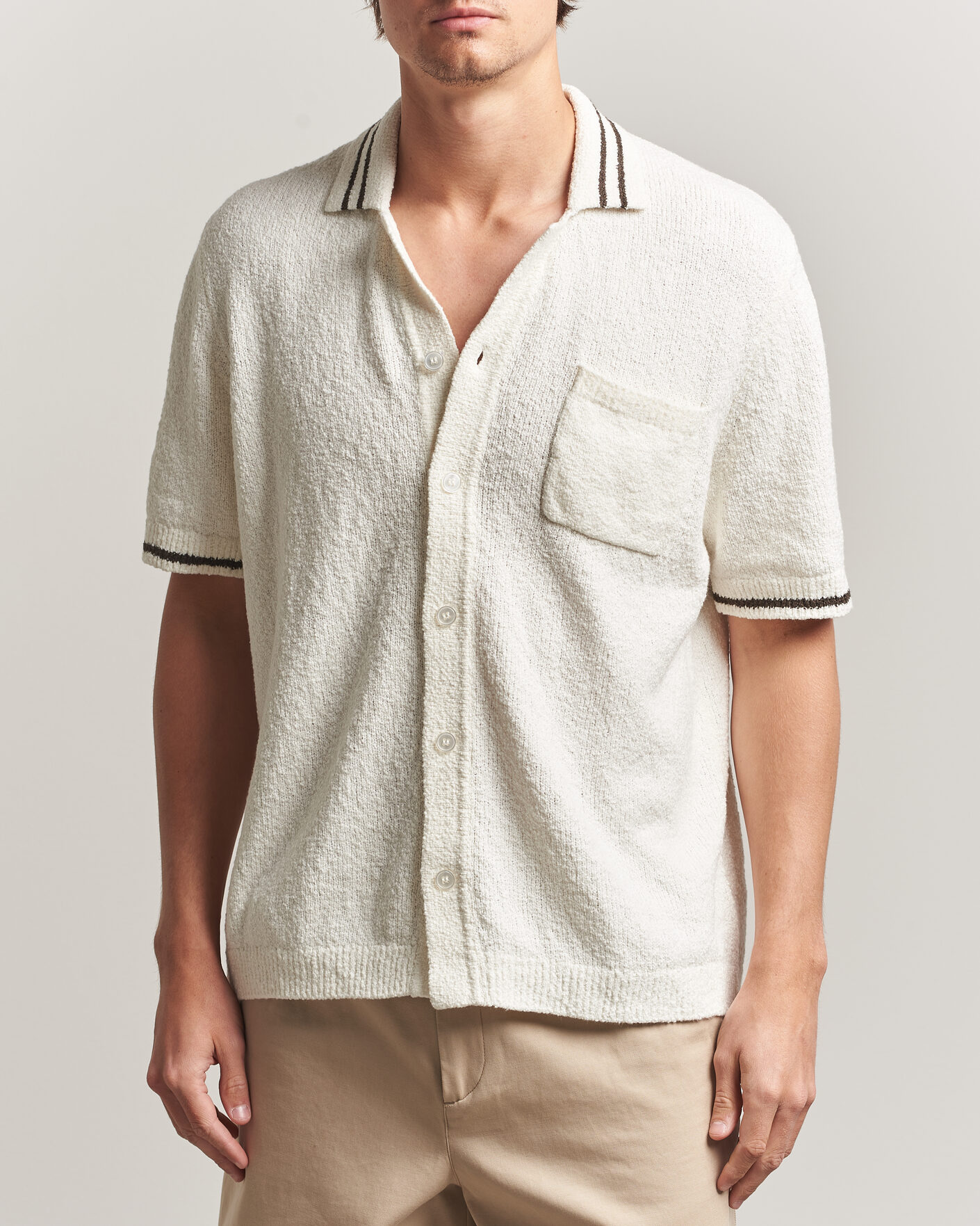 Herre | Skjorter | Samsøe Samsøe | Pedro Knitted Short Sleeve Shirt Clear Cream