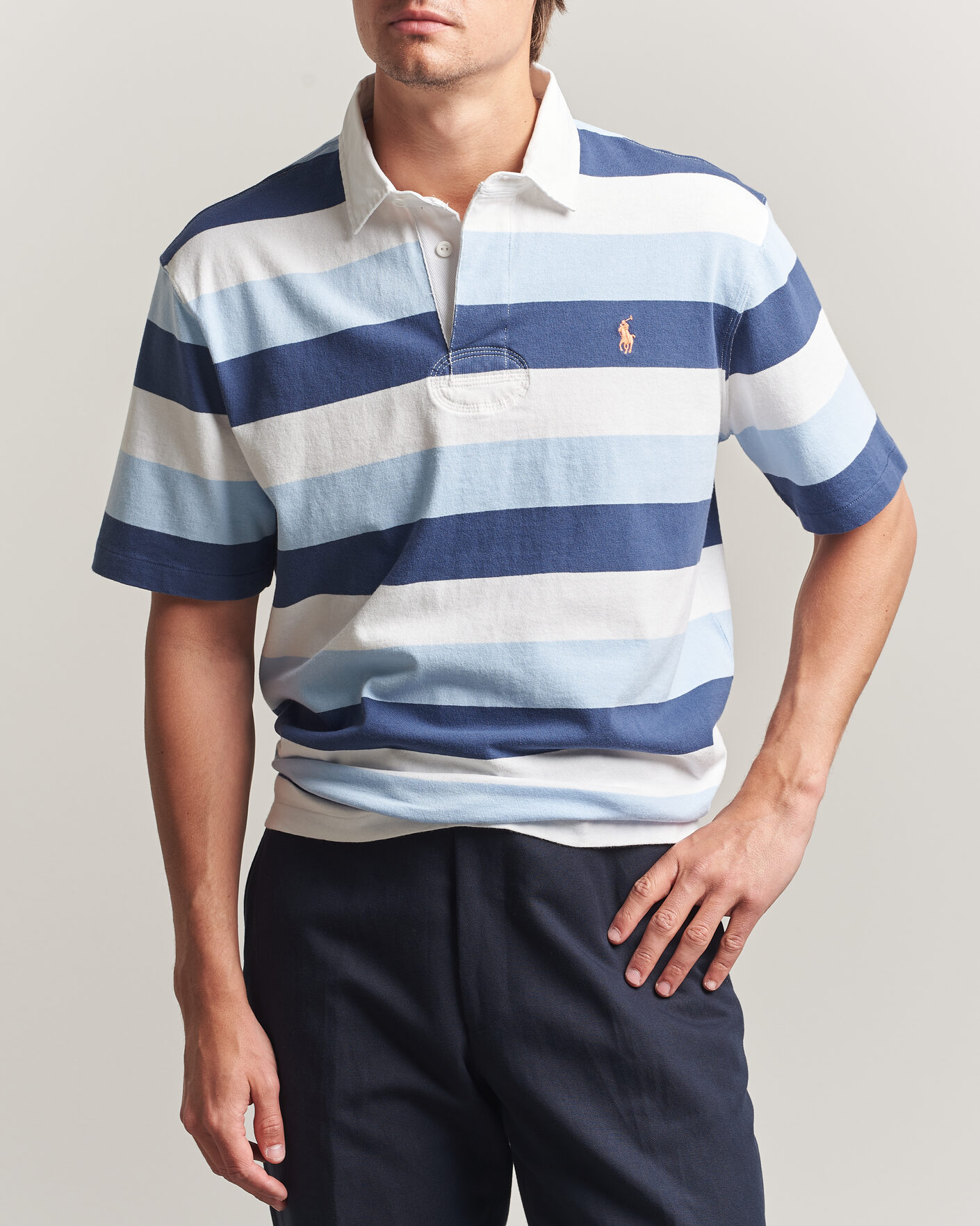 Herre | Polotrøjer | Polo Ralph Lauren | Block Stripe Polo Office Blue