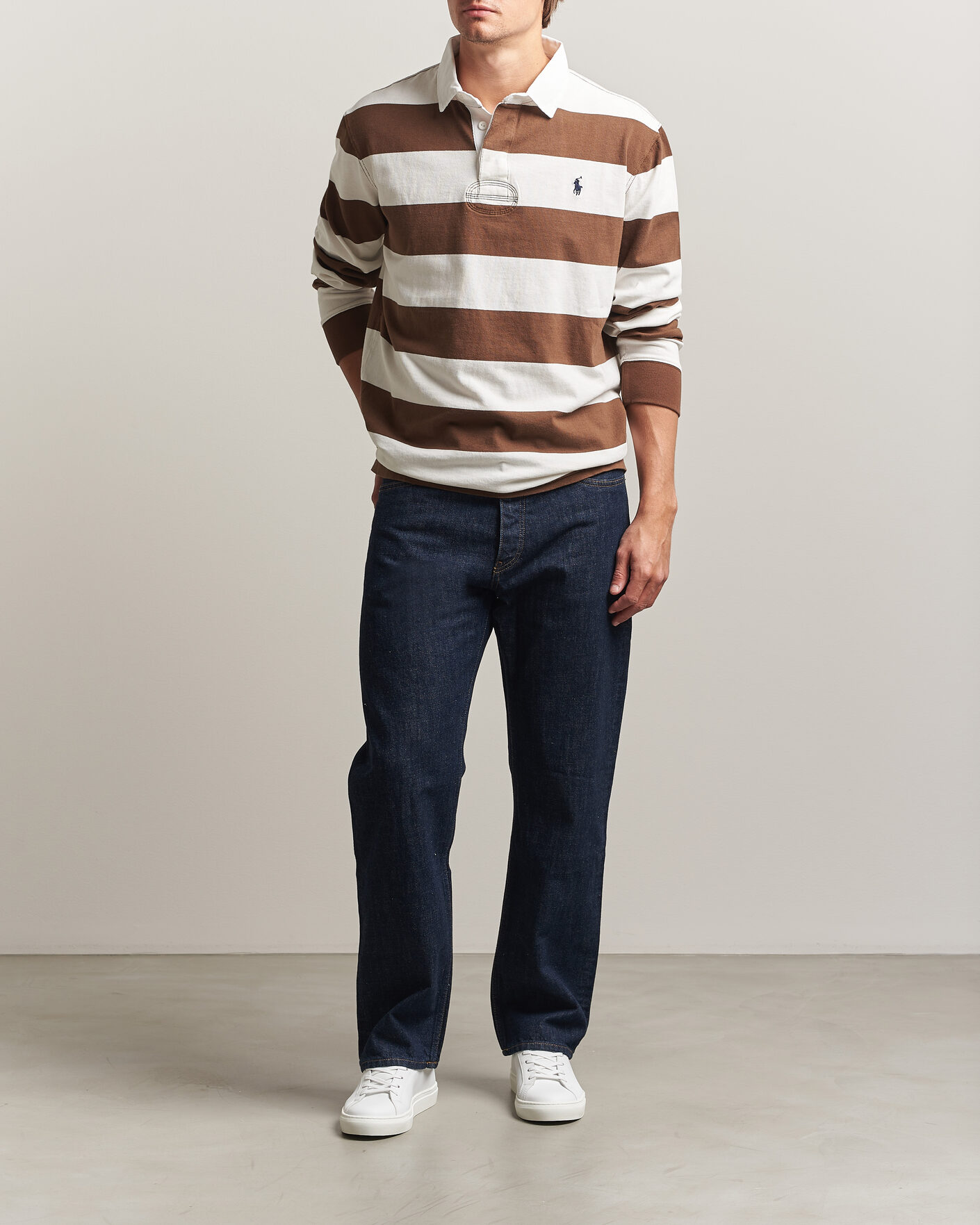 Herre | Trøjer | Polo Ralph Lauren | Block Striped Rugby Pale Russet/Trophy Cream