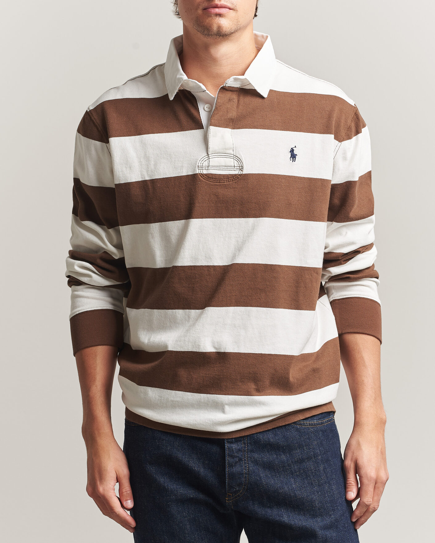 Herre | Trøjer | Polo Ralph Lauren | Block Striped Rugby Pale Russet/Trophy Cream