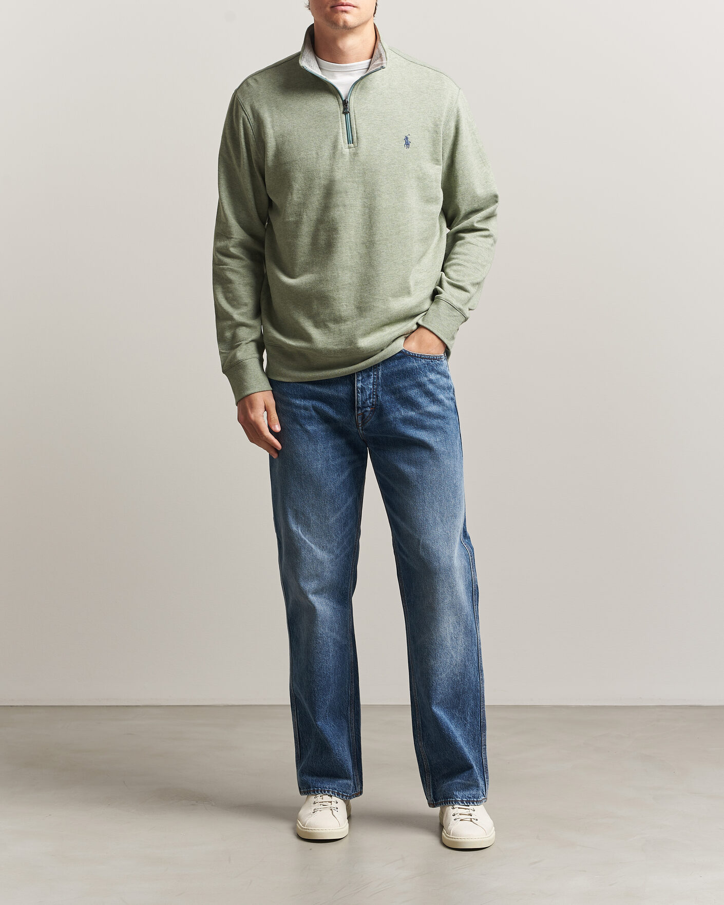 Herre | Trøjer | Polo Ralph Lauren | Double Knit Half Zip Greenery Heather