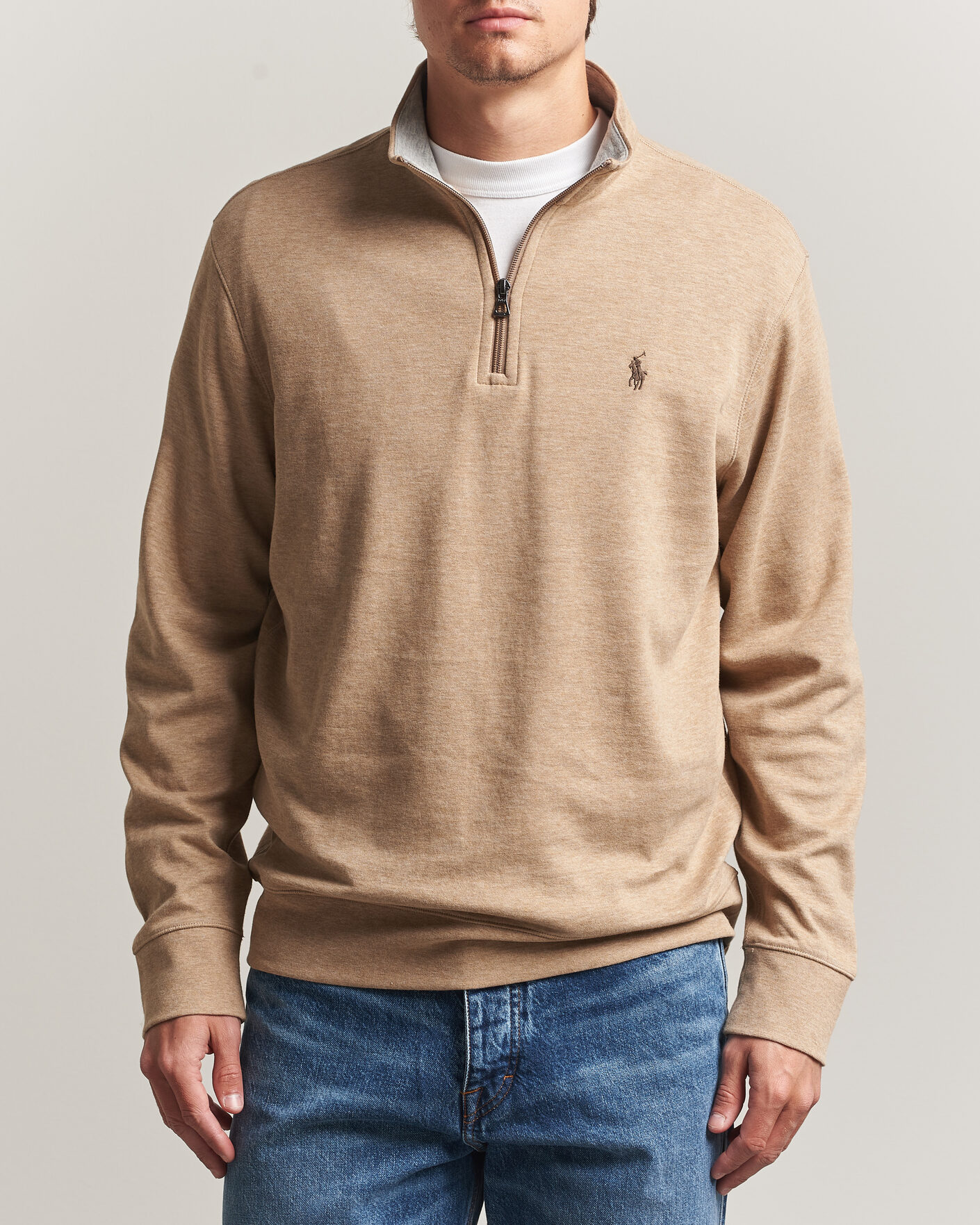 Herre | Trøjer | Polo Ralph Lauren | Double Knit Half Zip Warm Brown