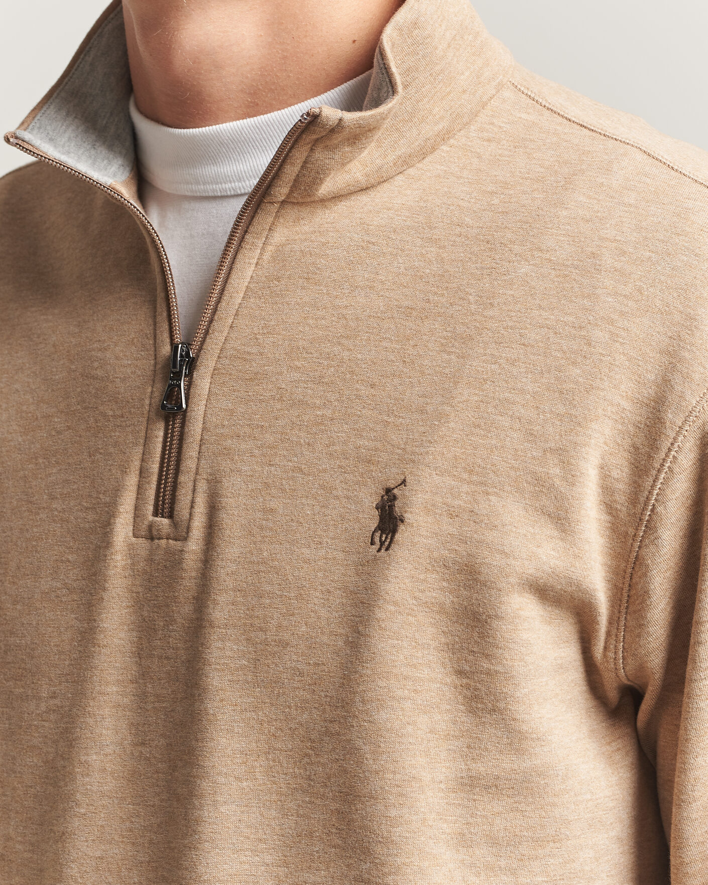 Herre | Trøjer | Polo Ralph Lauren | Double Knit Half Zip Warm Brown