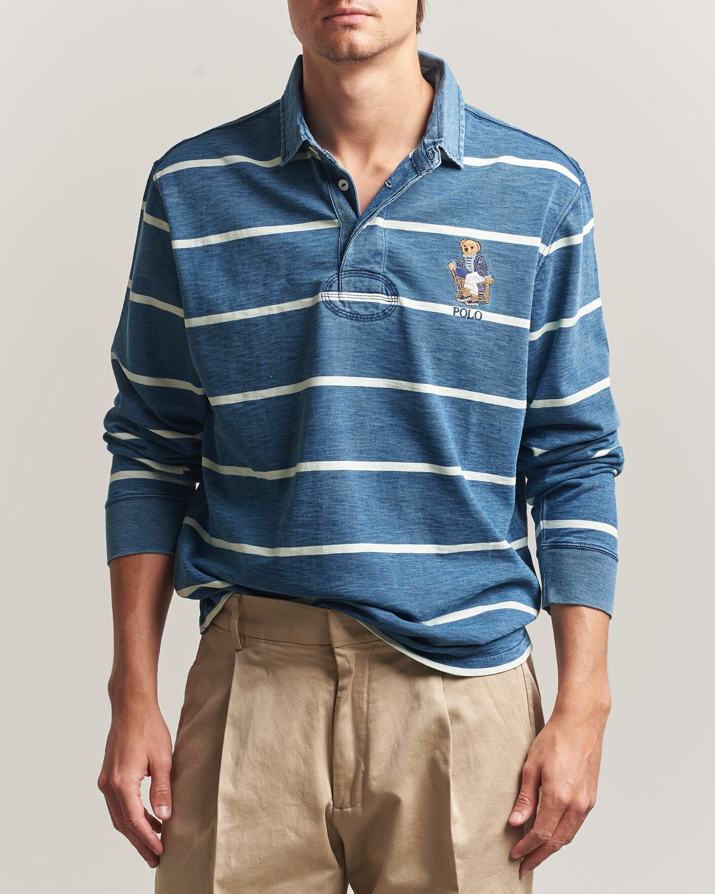 Herre | Trøjer | Polo Ralph Lauren | Striped Indigo Rugby Newport Bear