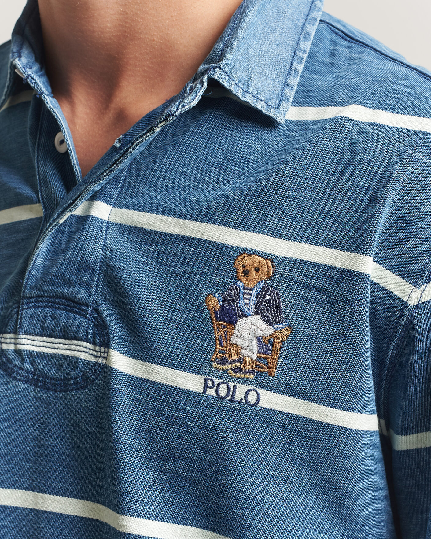 Herre | Trøjer | Polo Ralph Lauren | Striped Indigo Rugby Newport Bear