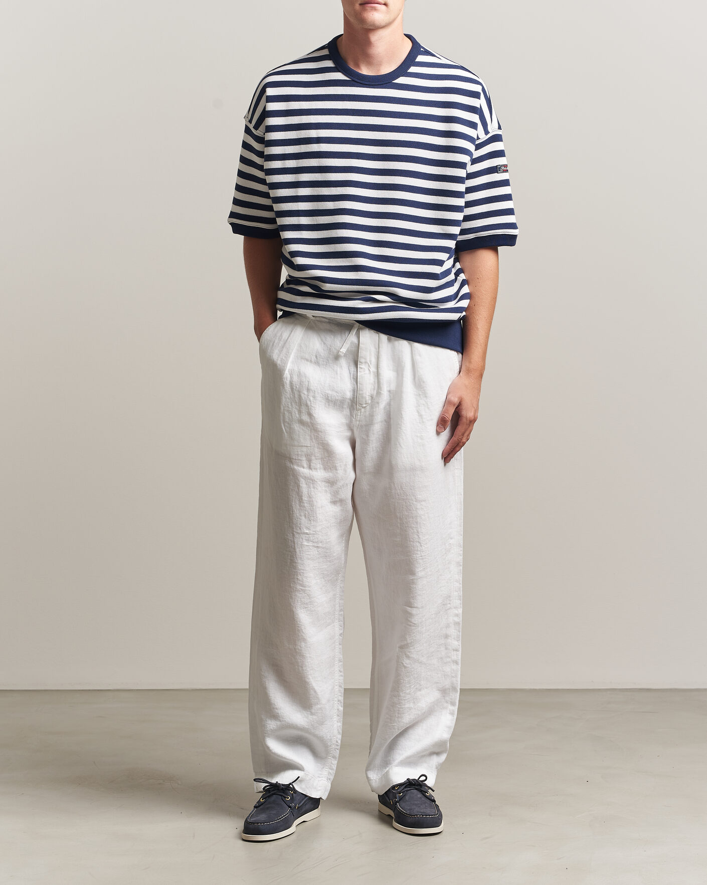 Herre | T-Shirts | Polo Ralph Lauren | Striped Short Sleeve Sweater Newport Navy/White