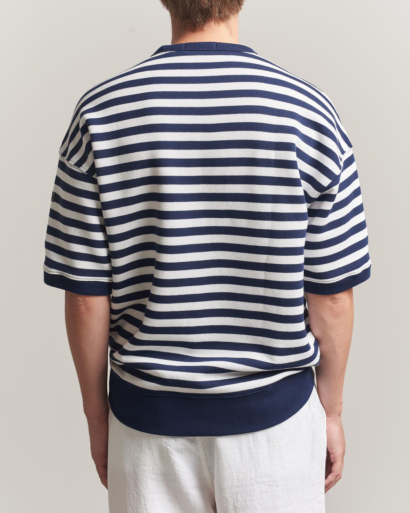 Herre | T-Shirts | Polo Ralph Lauren | Striped Short Sleeve Sweater Newport Navy/White