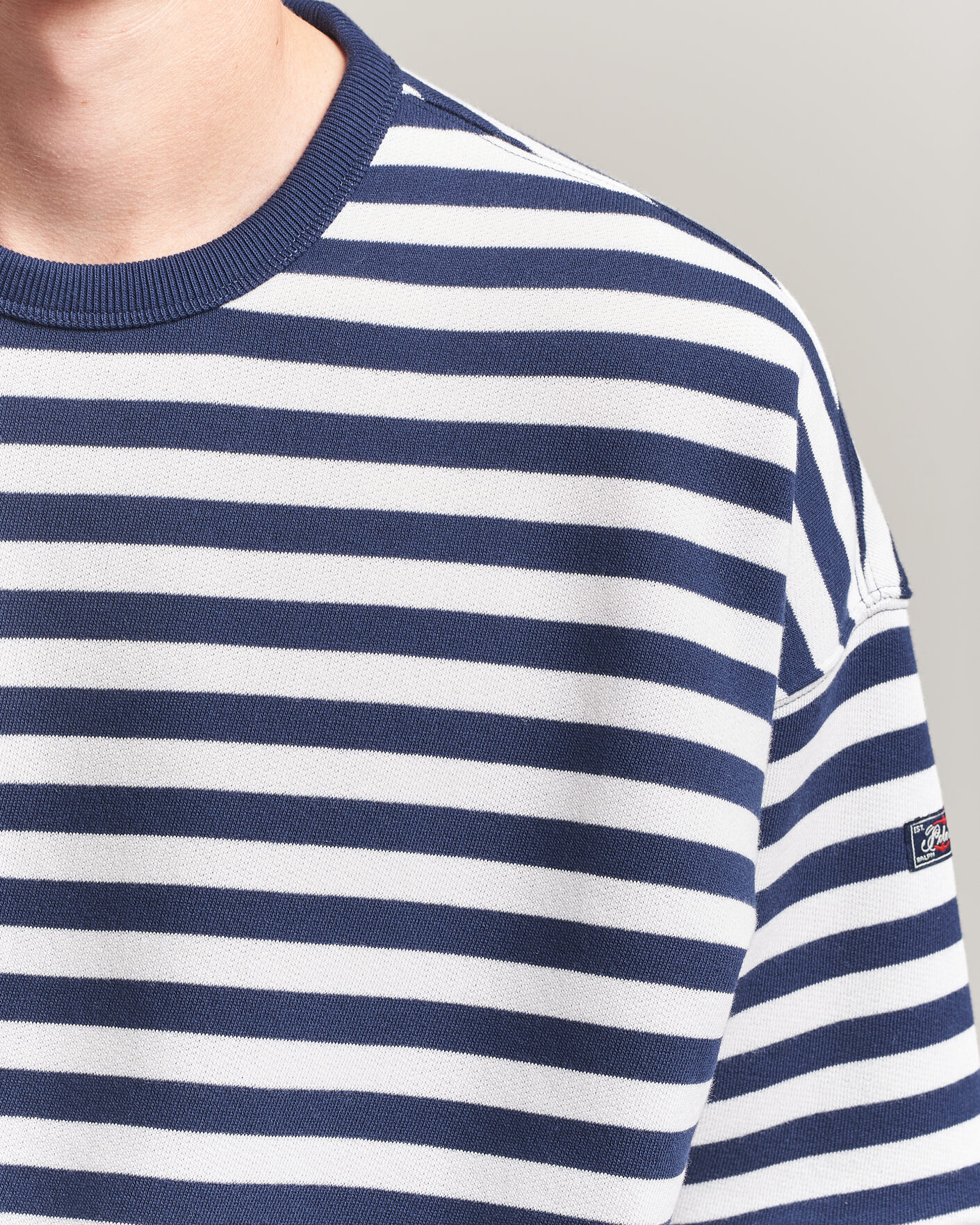 Herre | T-Shirts | Polo Ralph Lauren | Striped Short Sleeve Sweater Newport Navy/White