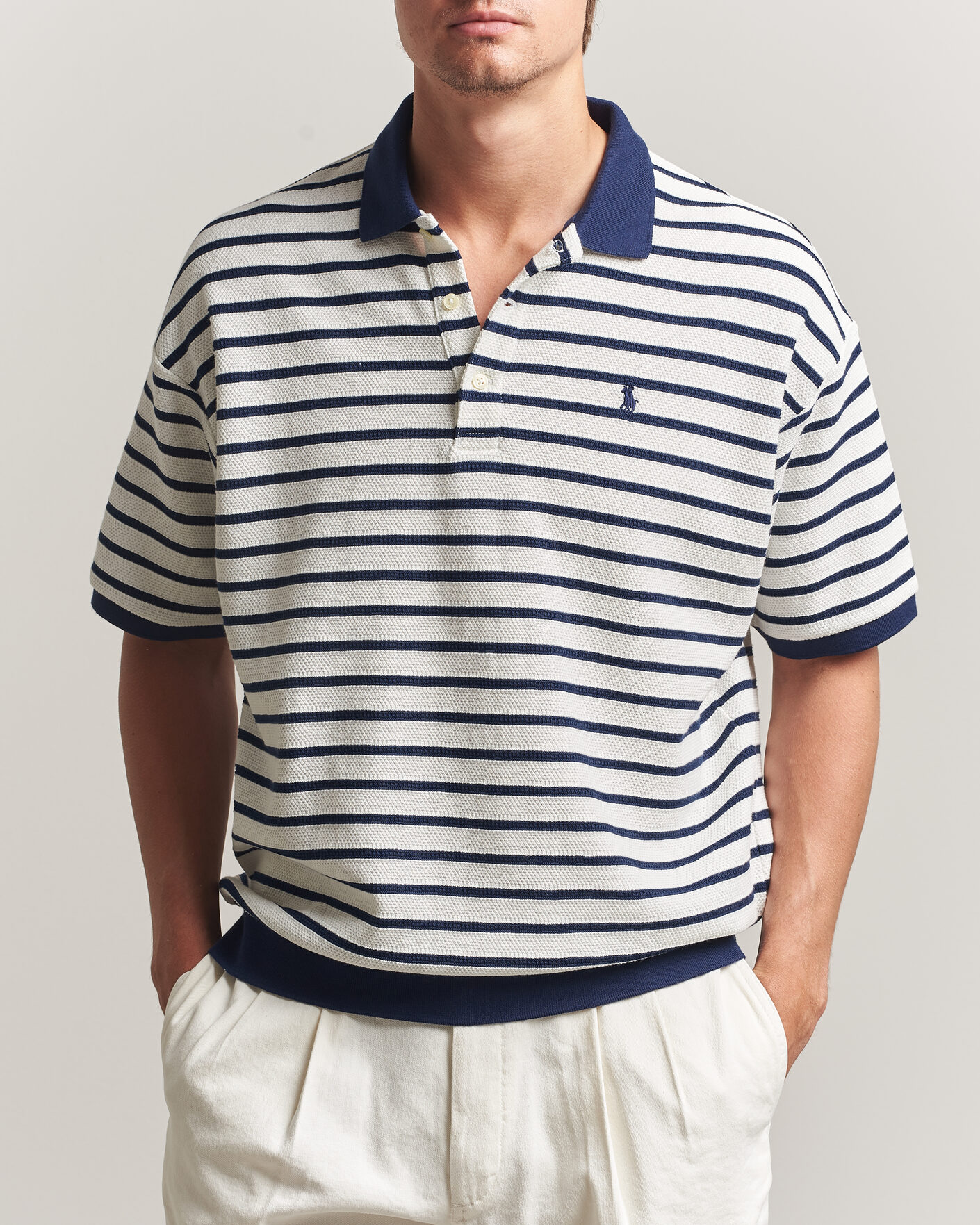 Herre | Polotrøjer | Polo Ralph Lauren | Jacquard Interlock Striped Polo Nevis/Newport Navy