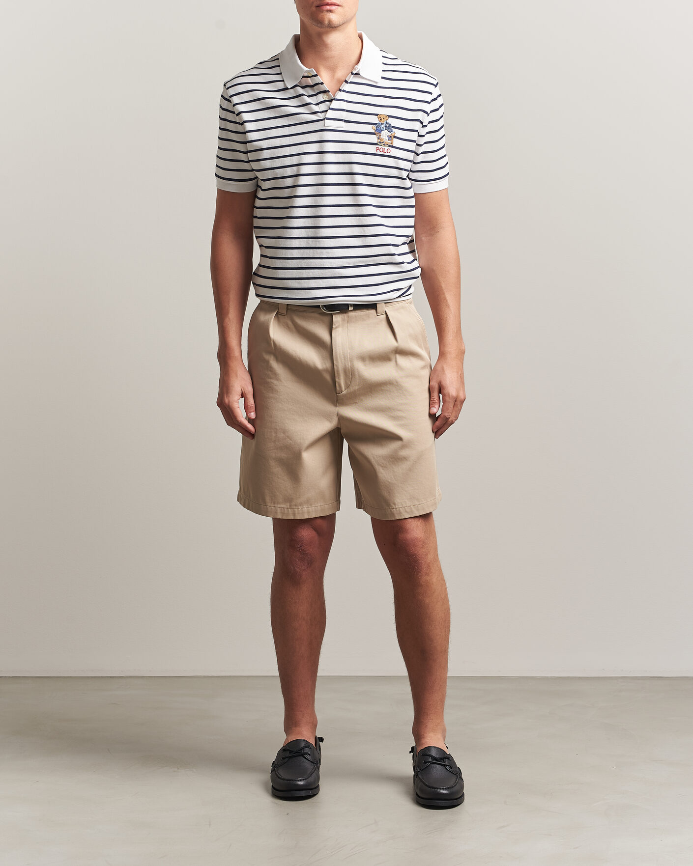 Herre | Polotrøjer | Polo Ralph Lauren | Newport Bear Striped Custom Slim Polo White/Navy