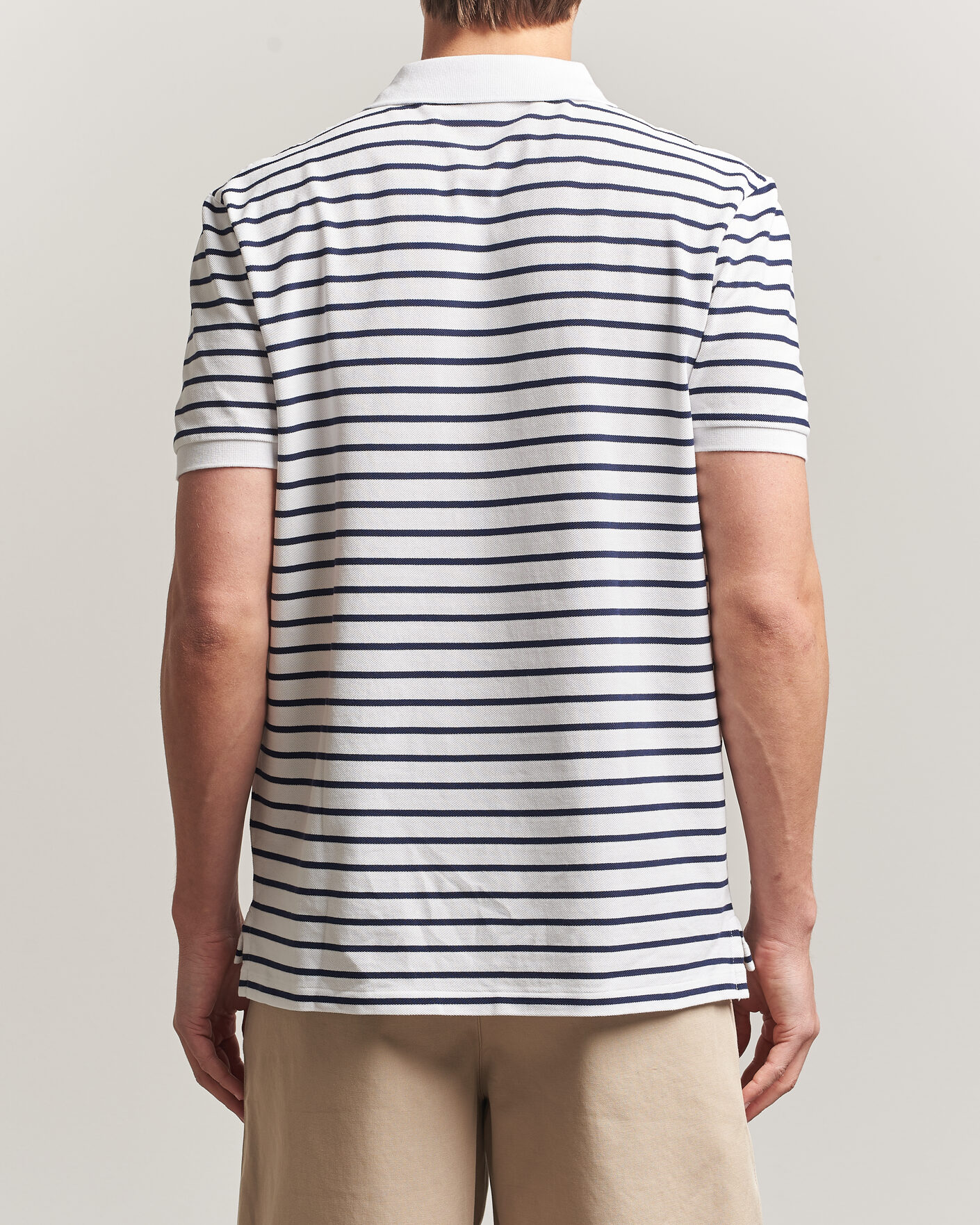 Herre | Polotrøjer | Polo Ralph Lauren | Newport Bear Striped Custom Slim Polo White/Navy